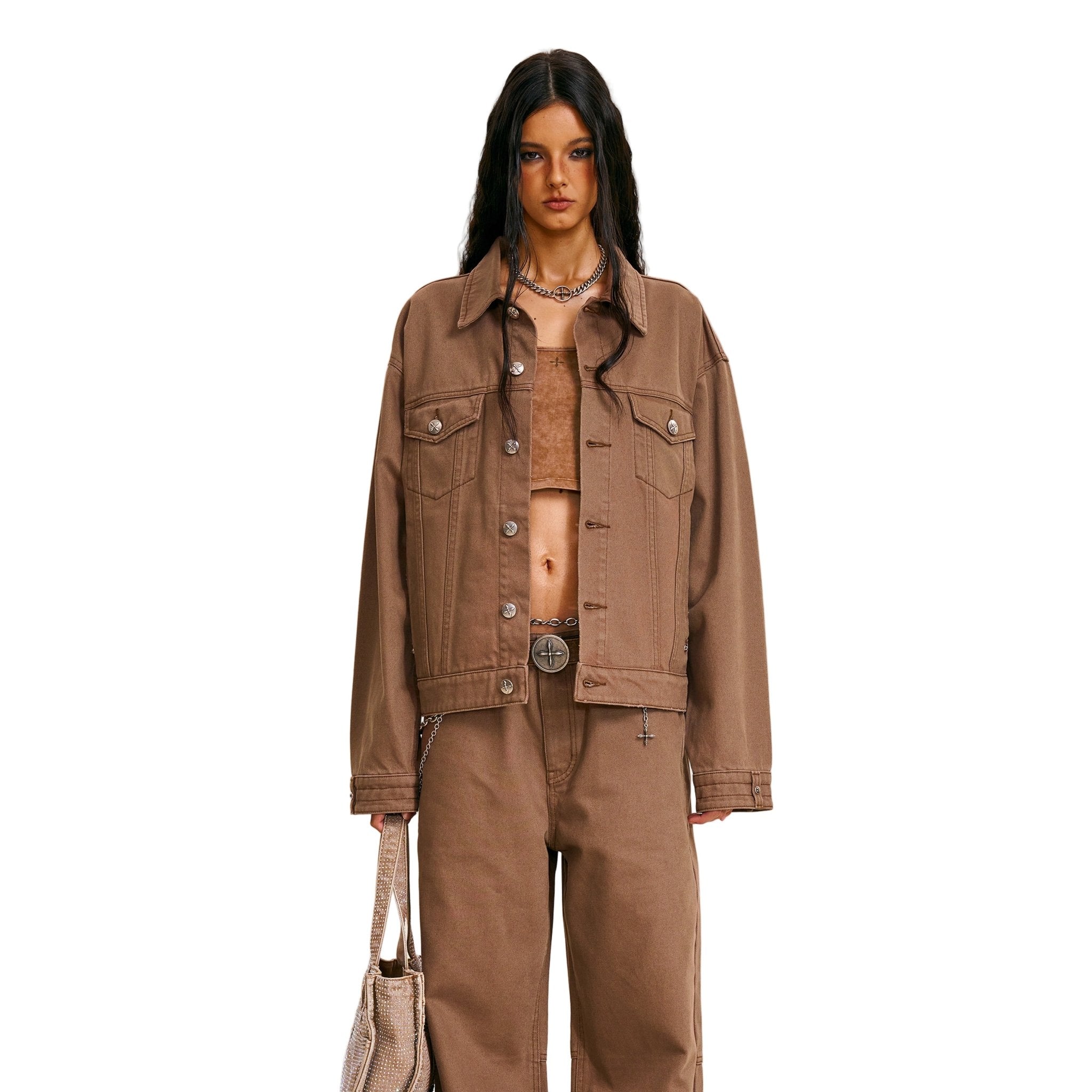 SMFK Compass Mode Denim Jacket In Wild Horse Brown | MADAX