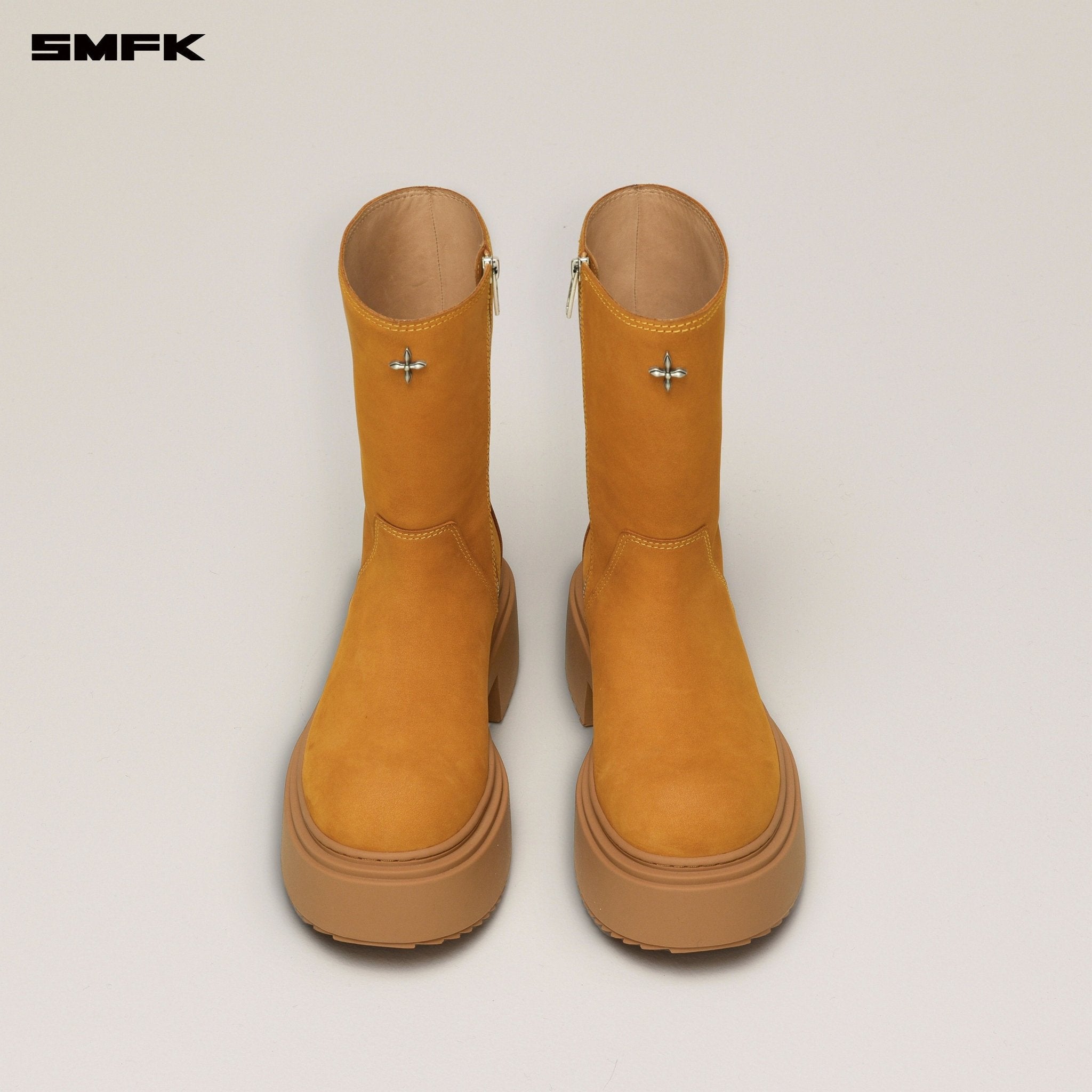 SMFK Compass Mode Leather Riding Boots In Ginger | MADAX
