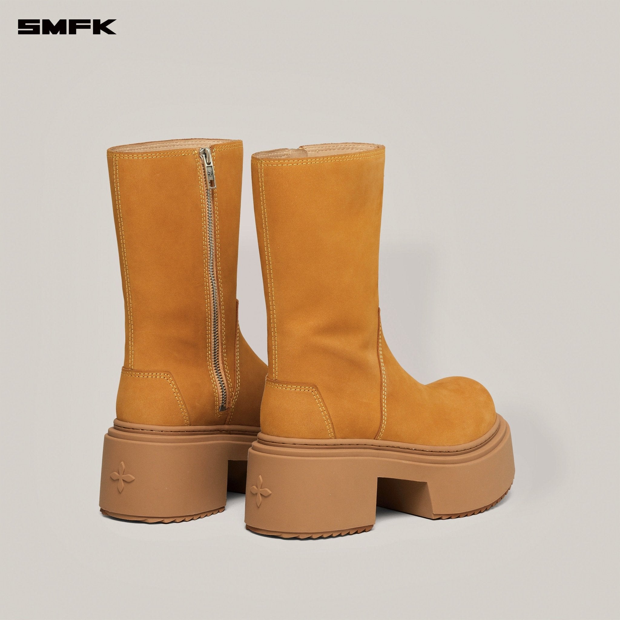 SMFK Compass Mode Leather Riding Boots In Ginger | MADAX