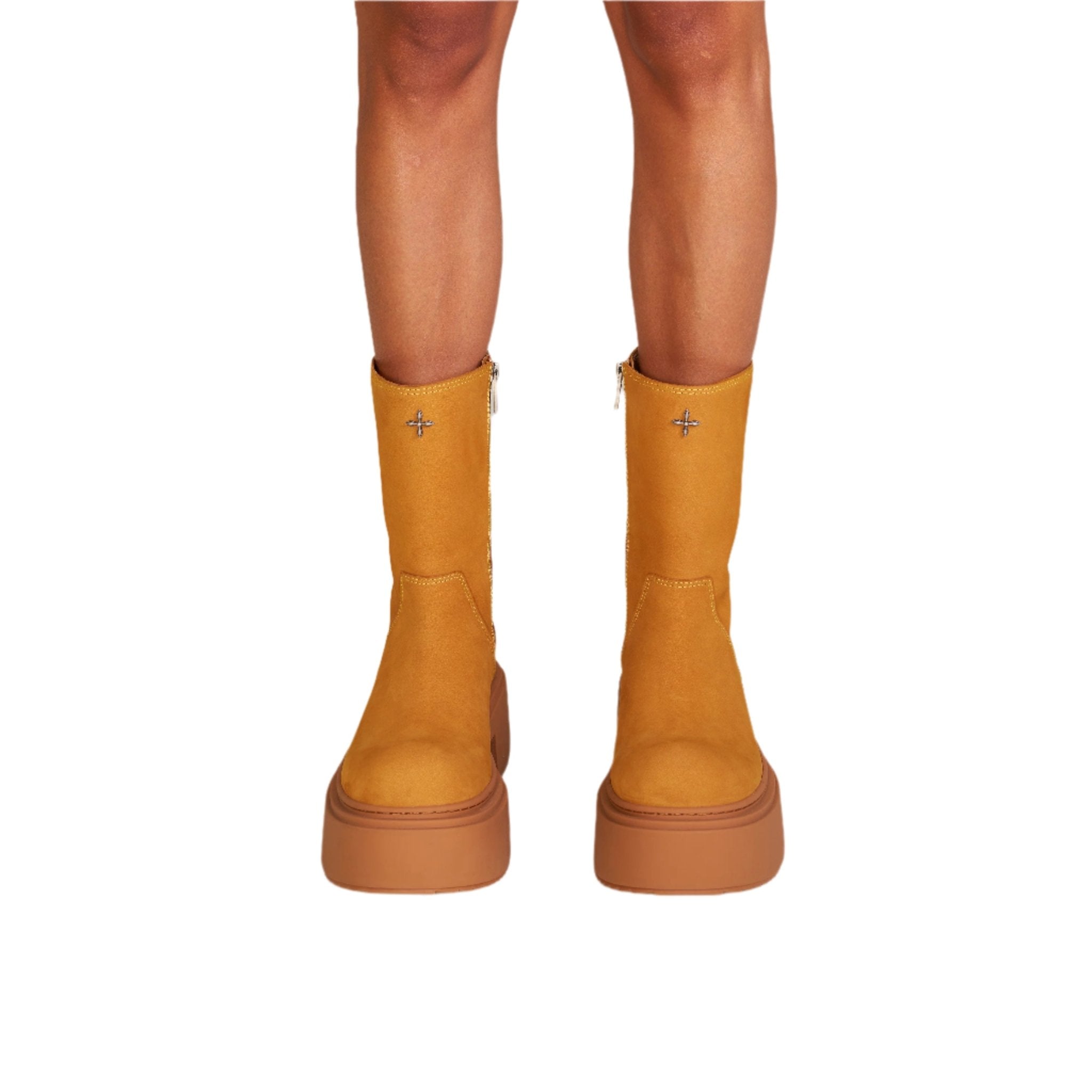 SMFK Compass Mode Leather Riding Boots In Ginger | MADAX
