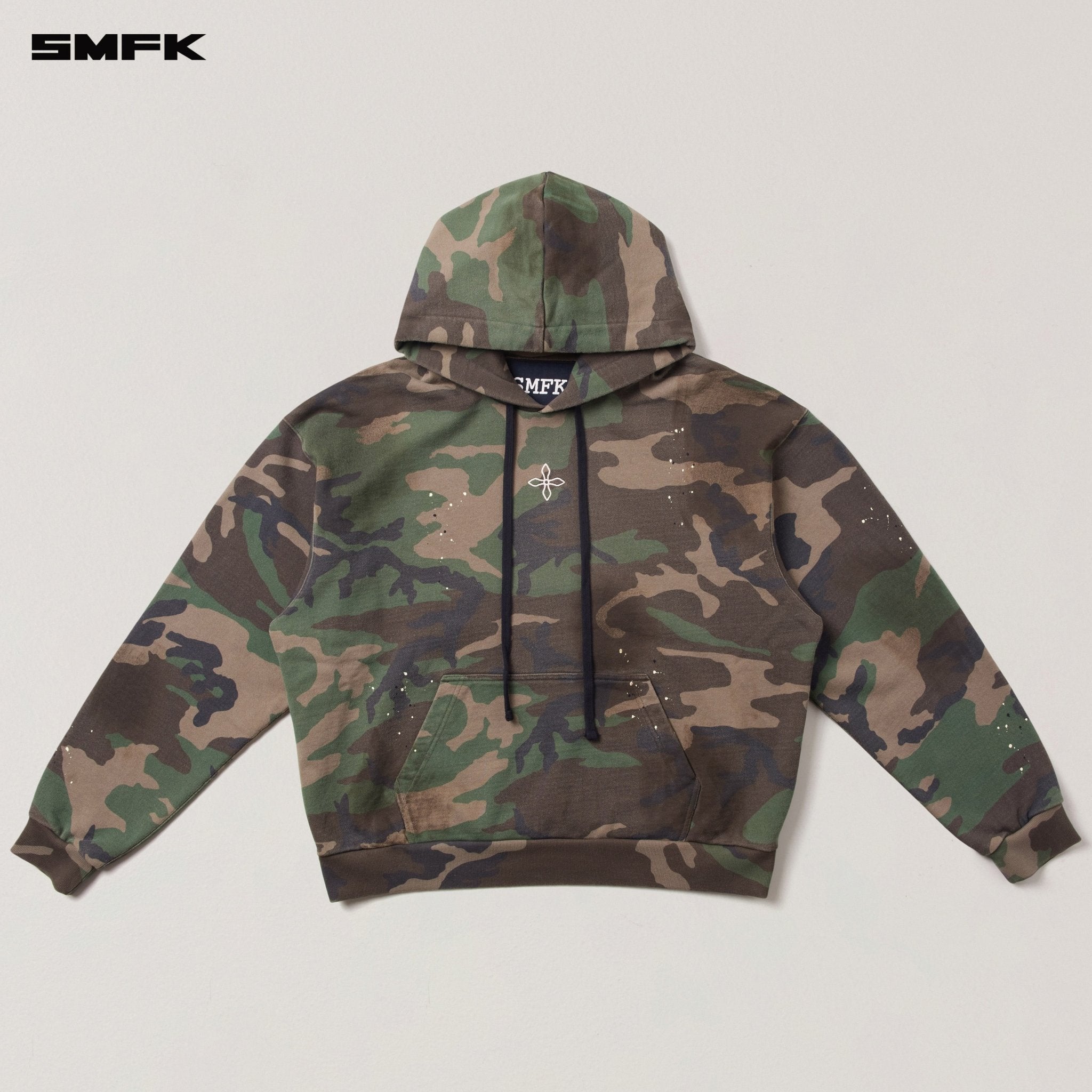 SMFK Compass Mode Loose Camo Hoodie In Army Green Camouflage | MADAX