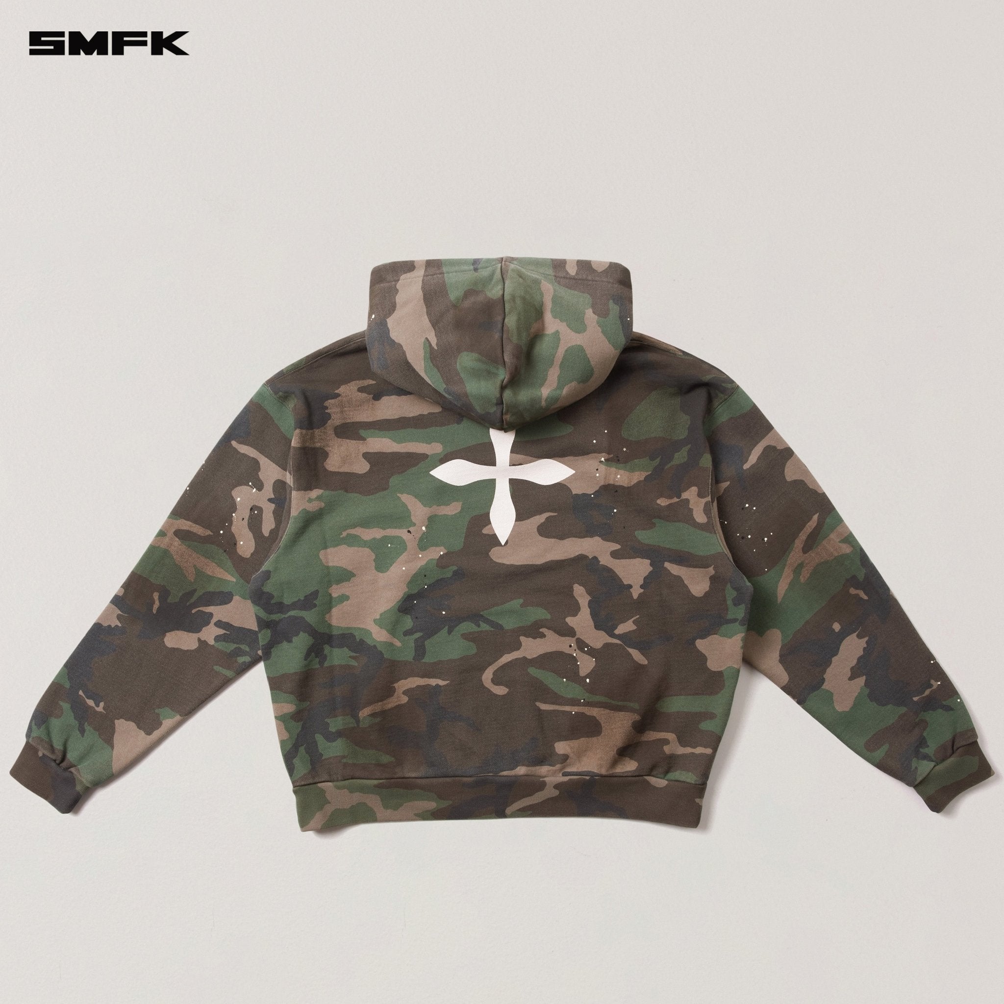 SMFK Compass Mode Loose Camo Hoodie In Army Green Camouflage | MADAX