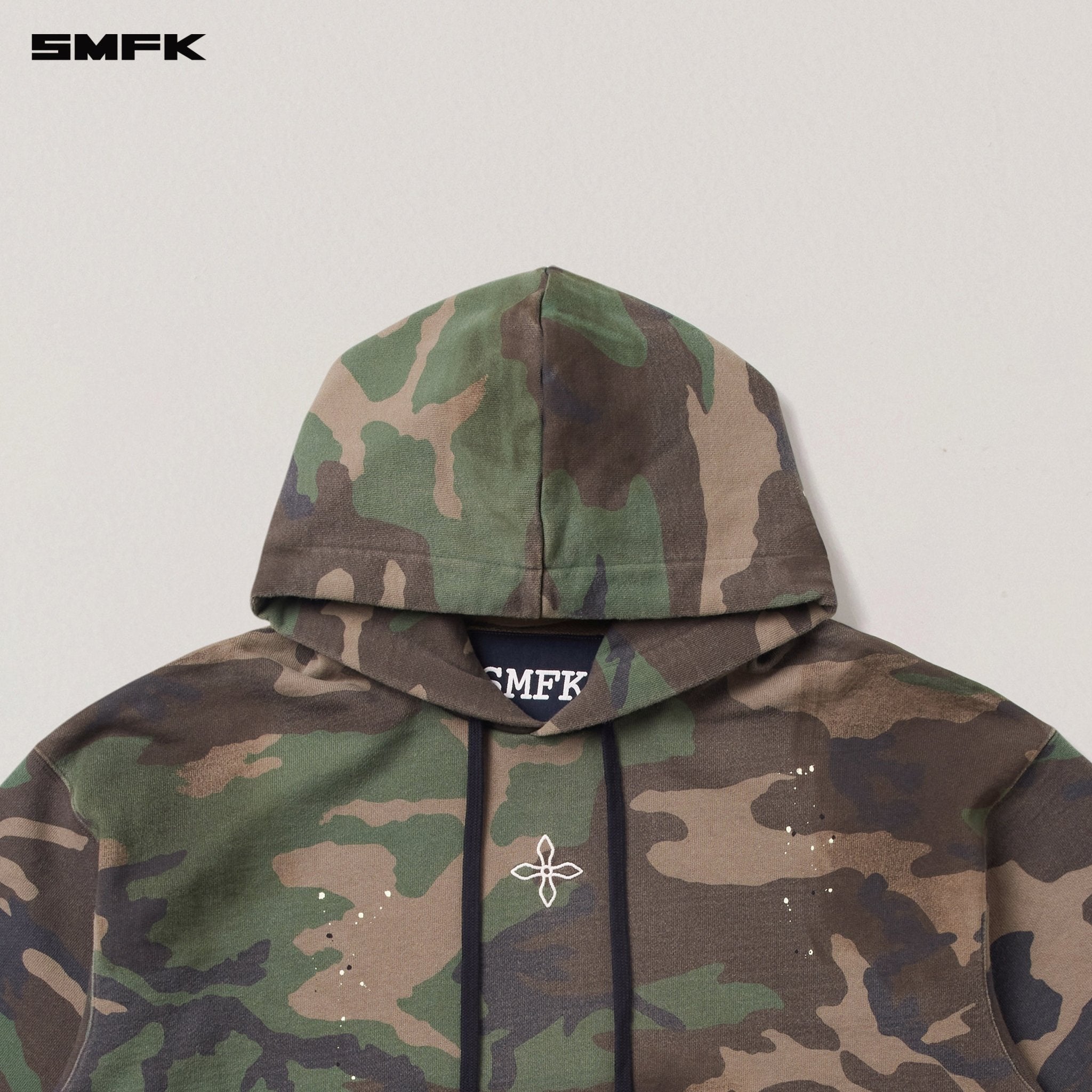 SMFK Compass Mode Loose Camo Hoodie In Army Green Camouflage | MADAX