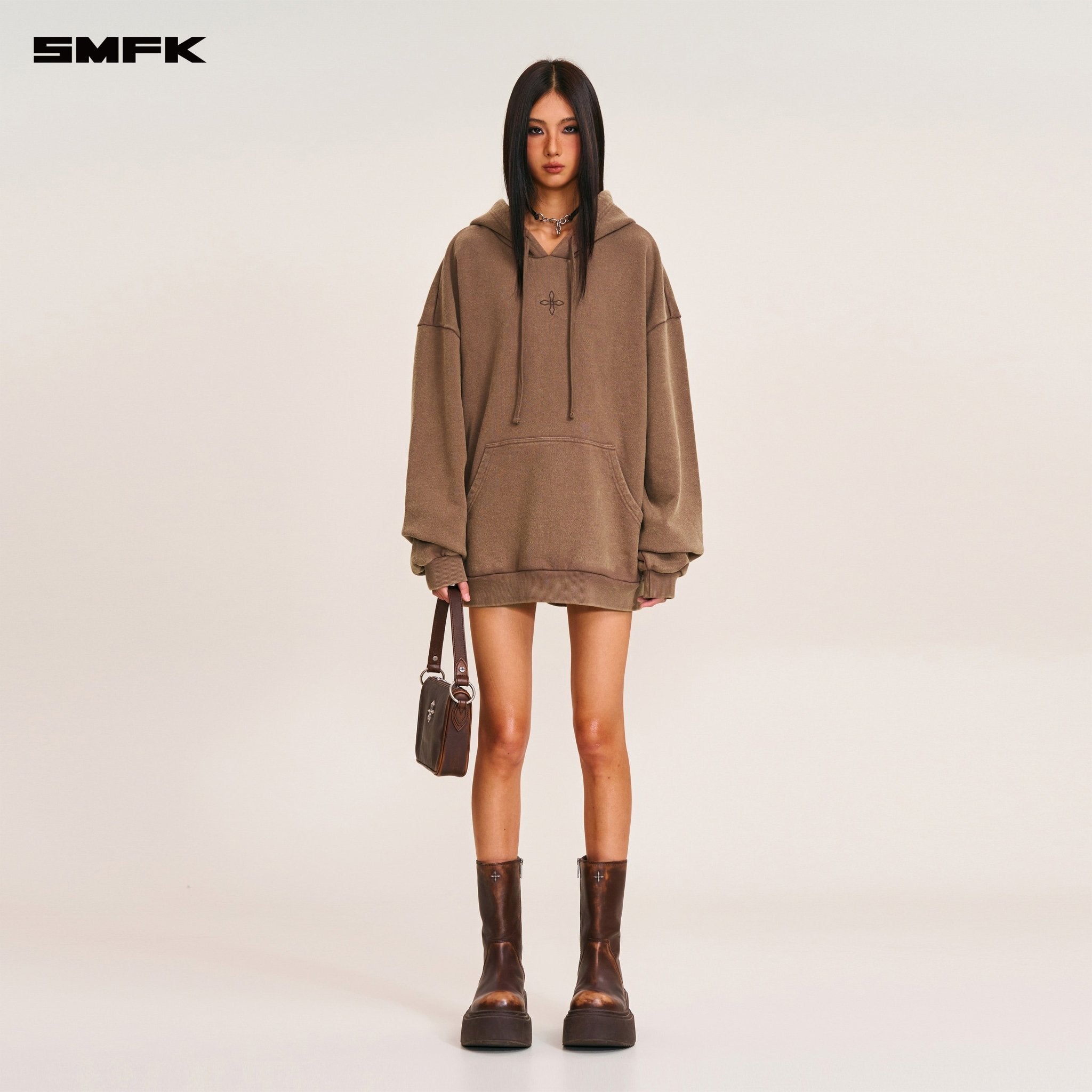 SMFK Compass Mode Loose Hoodie In Wild Horse Brown | MADAX