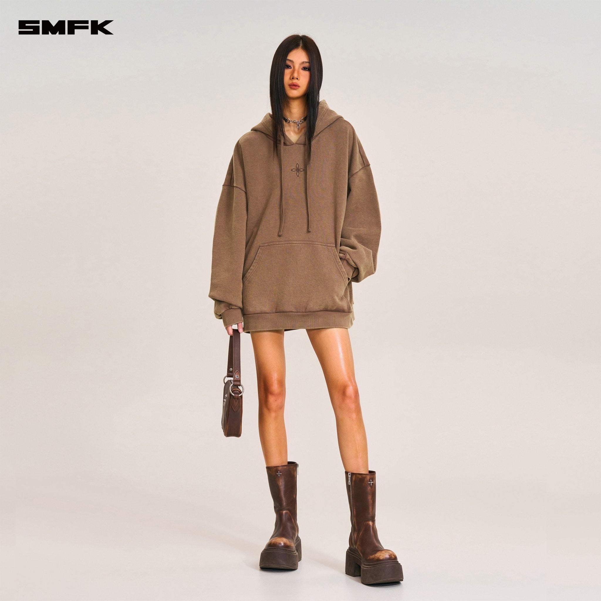 SMFK Compass Mode Loose Hoodie In Wild Horse Brown | MADAX