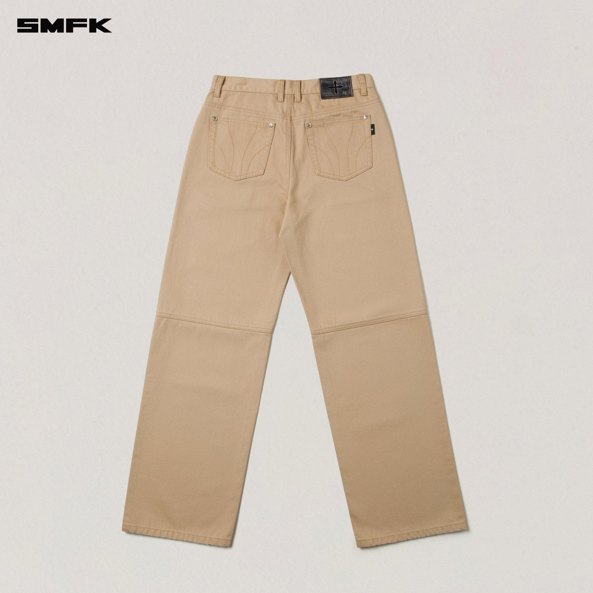SMFK Compass Mode Loose Straight Demin Pants In Sand | MADAX