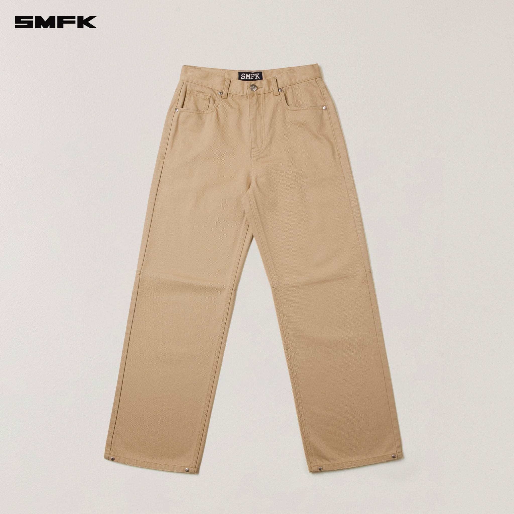 SMFK Compass Mode Loose Straight Demin Pants In Sand | MADAX