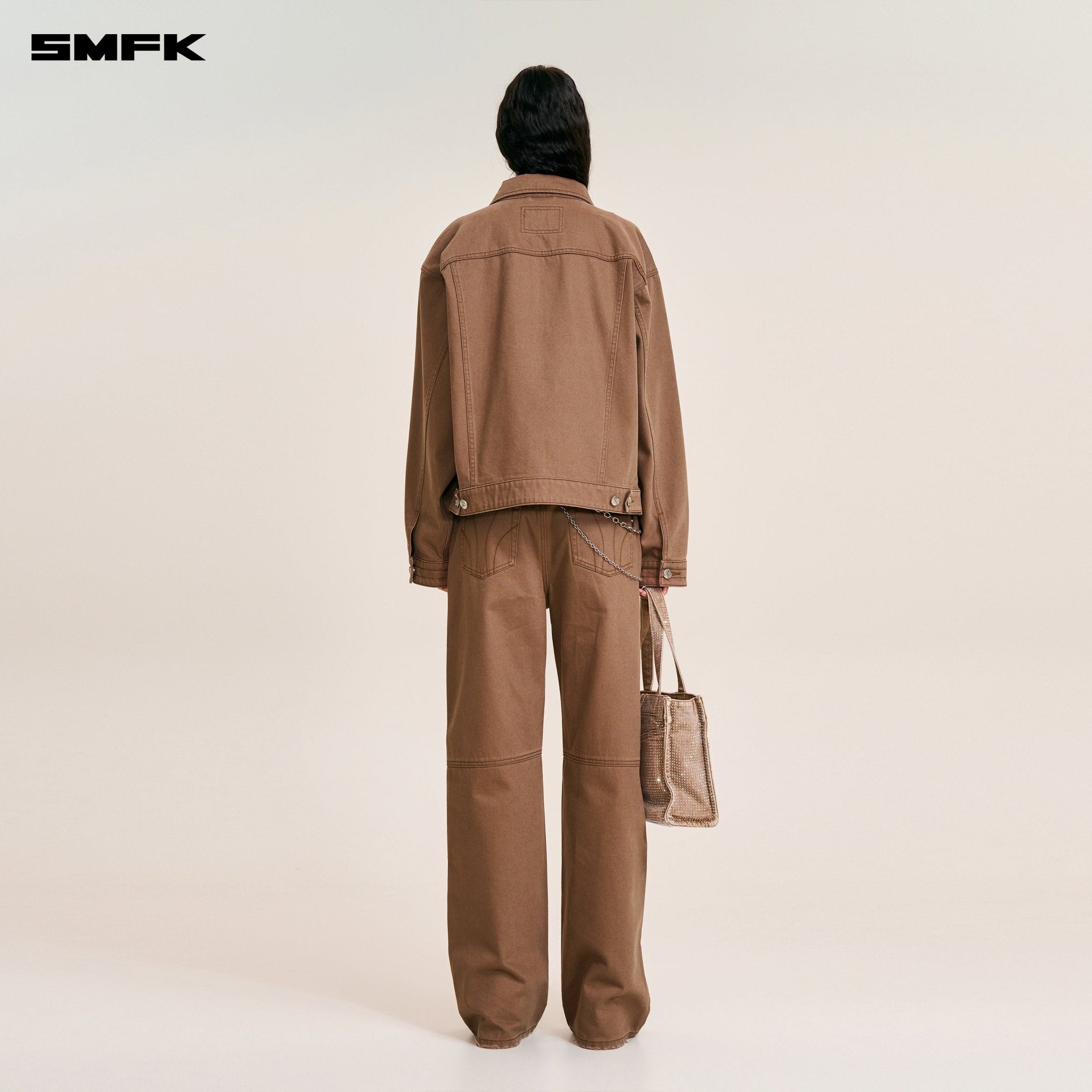 SMFK Compass Mode Loose Straight Demin Pants In Wild Horse Brown | MADAX
