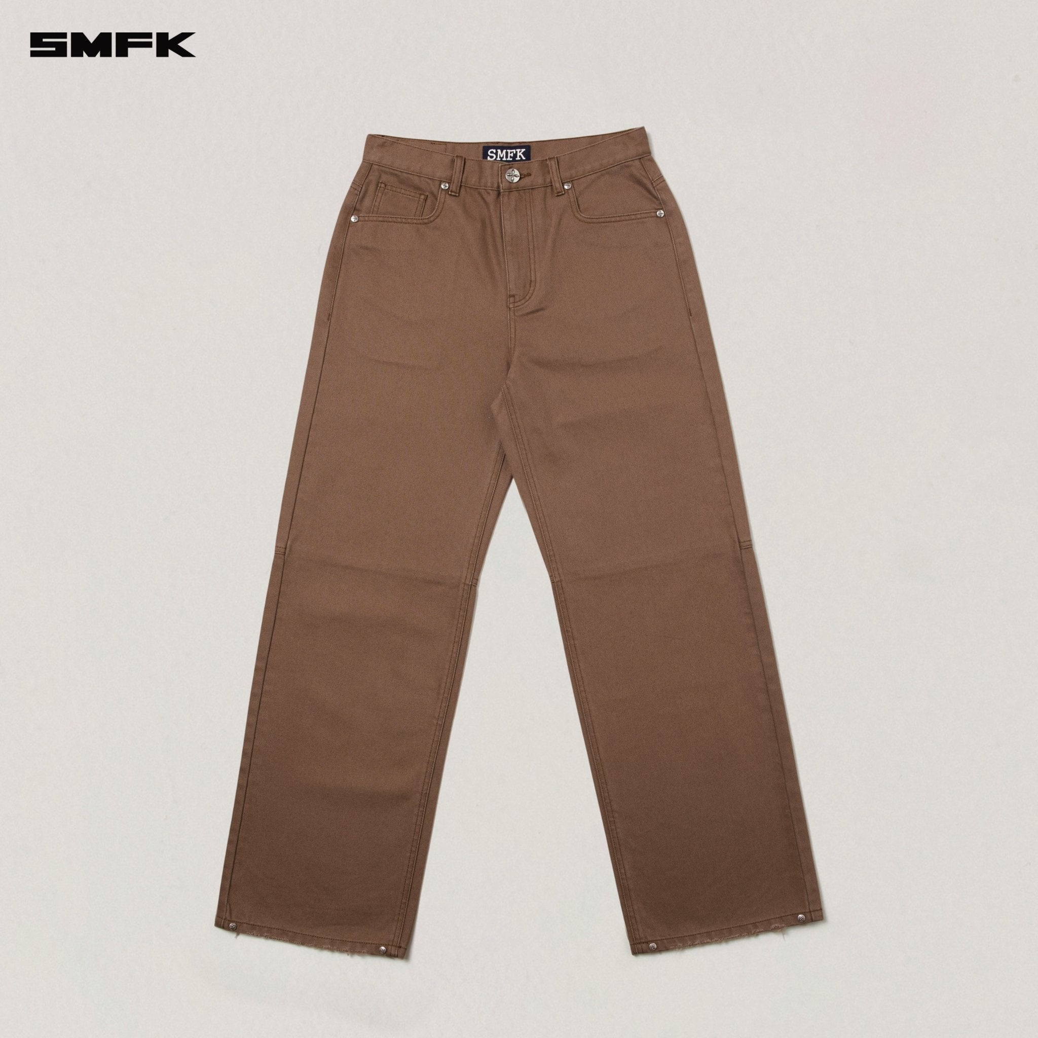 SMFK Compass Mode Loose Straight Demin Pants In Wild Horse Brown | MADAX