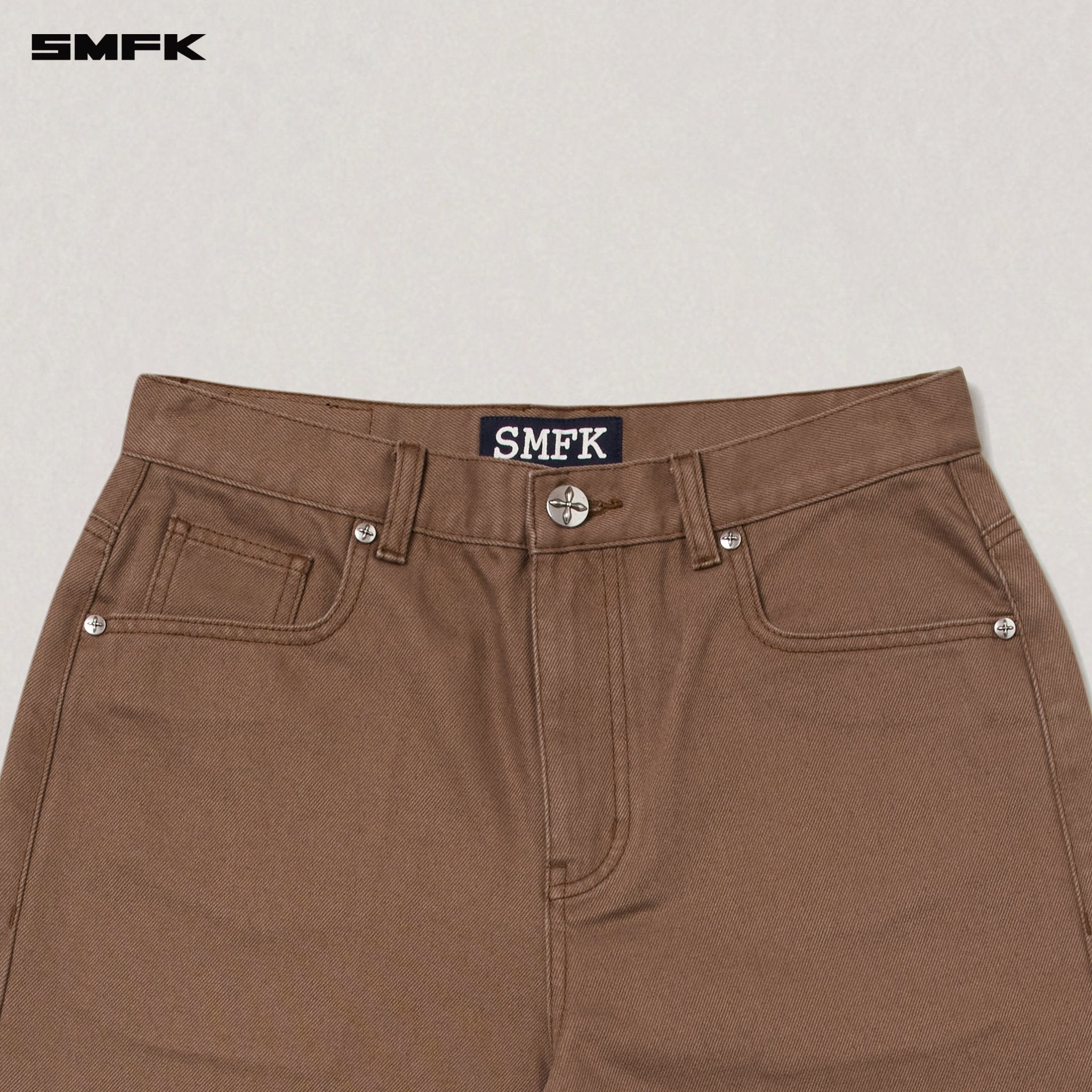 SMFK Compass Mode Loose Straight Demin Pants In Wild Horse Brown | MADAX
