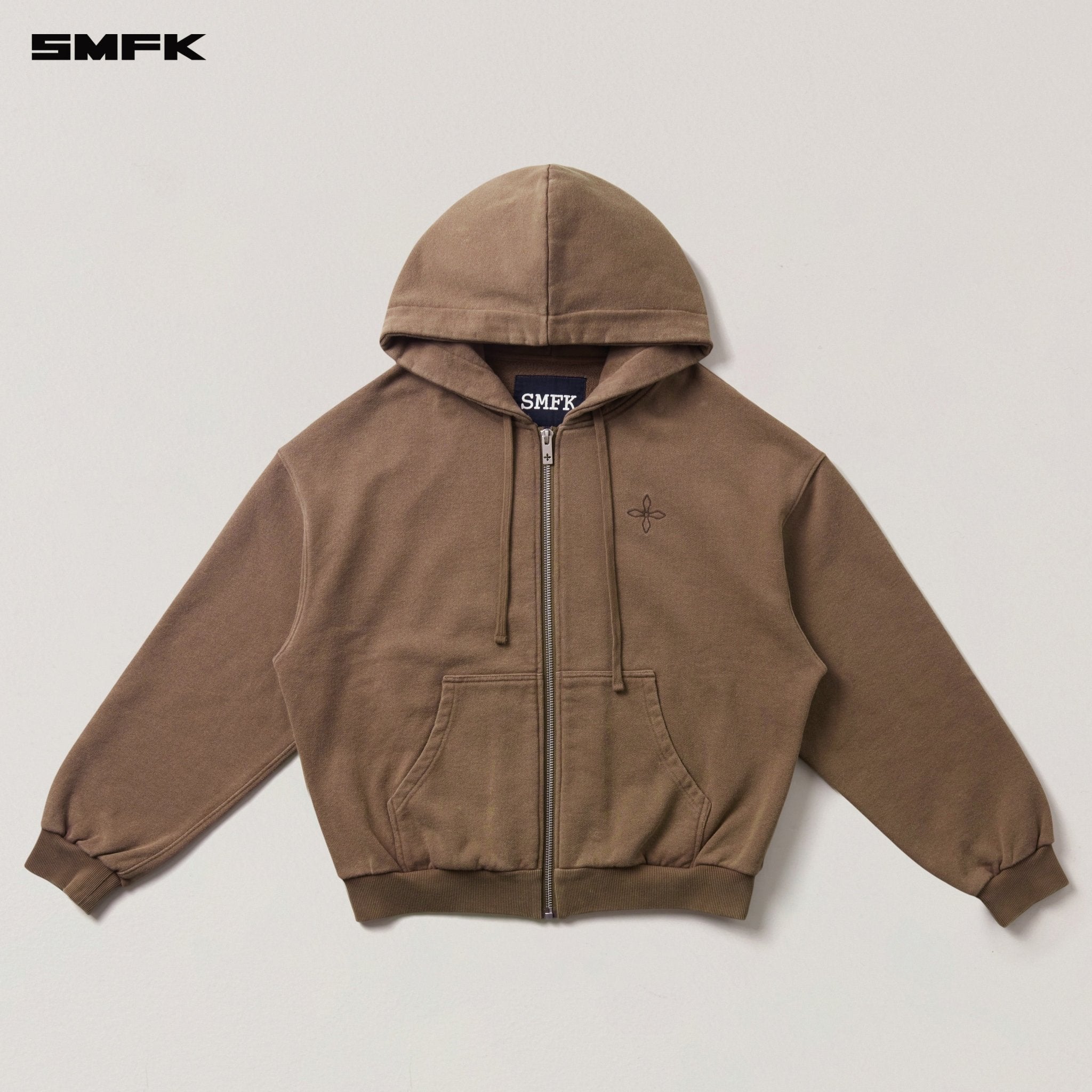 SMFK Compass Mode Loose Zip Hoodie in Wild Horse Brown | MADAX