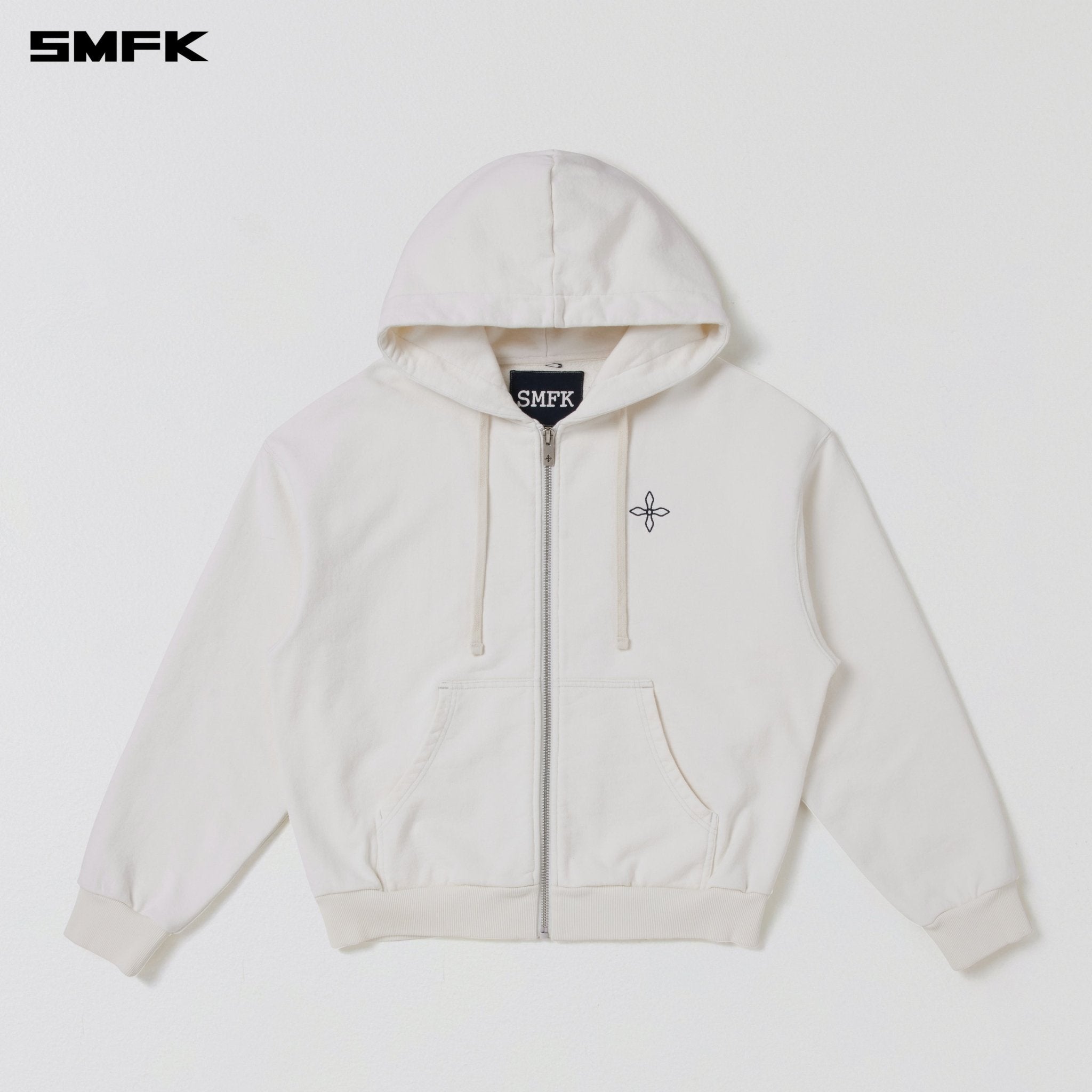 SMFK COMPASS MODE LOOSE ZIP HOODIE SNOW MOUNTAIN WHITE | MADAX