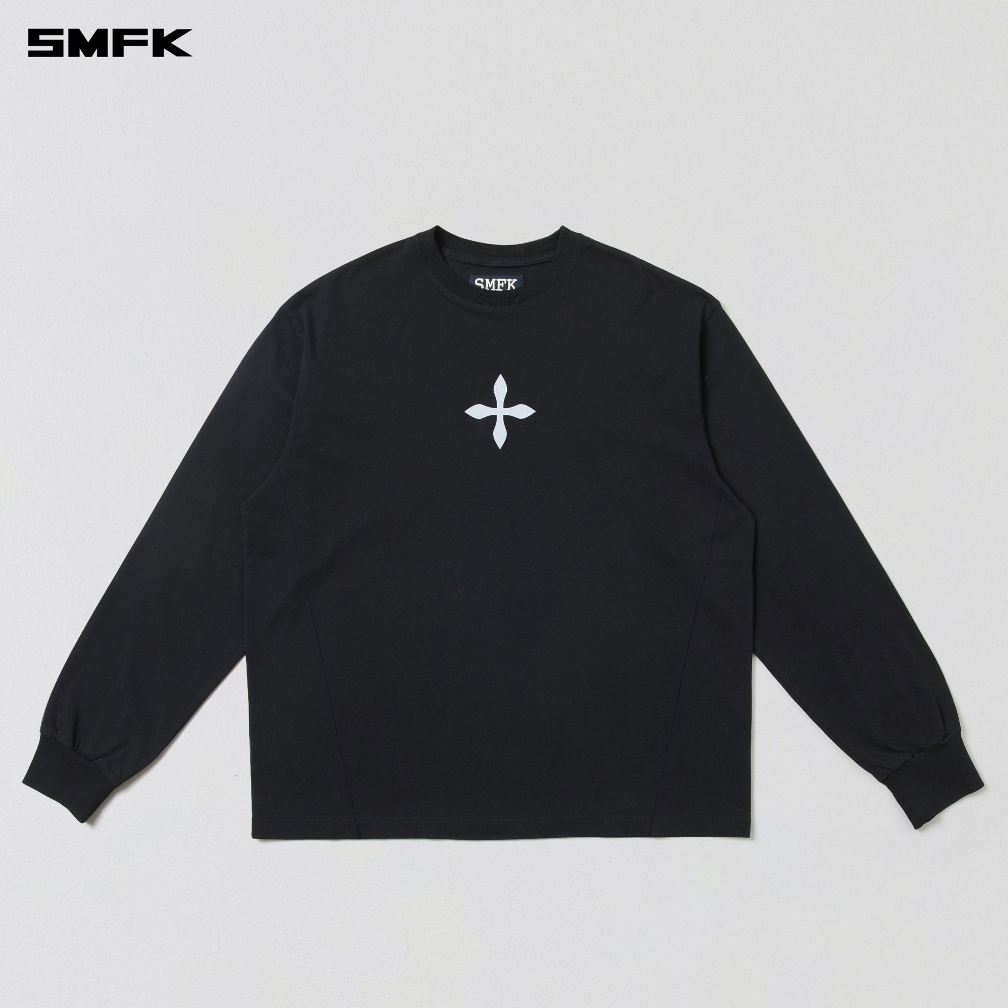 SMFK COMPASS MODE MASSIVE PULOVER - MAGNOLIA/COTTON WILD BLACK | MADAX