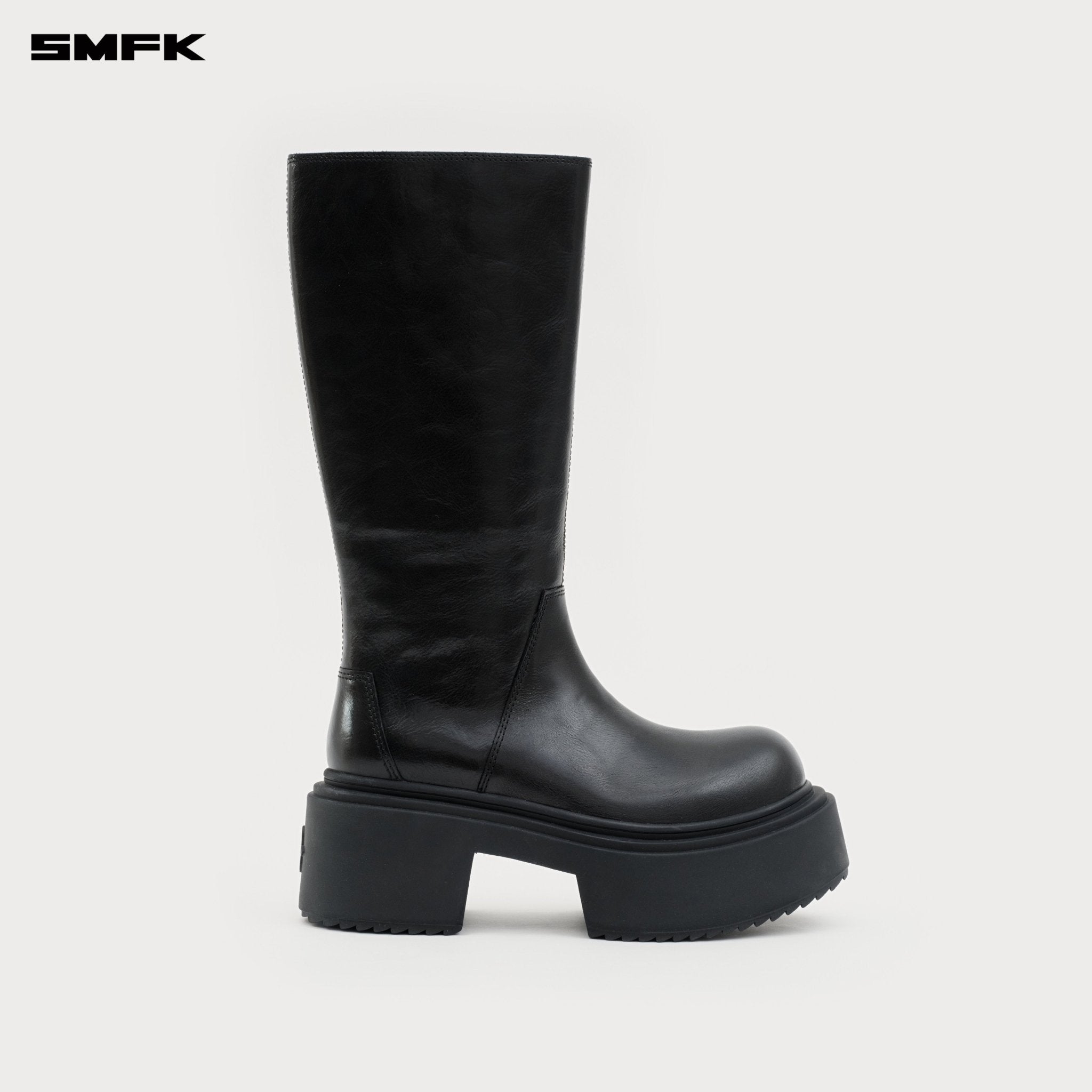 SMFK Compass Mode Statue Leather High Riding Boots In Black | MADAX