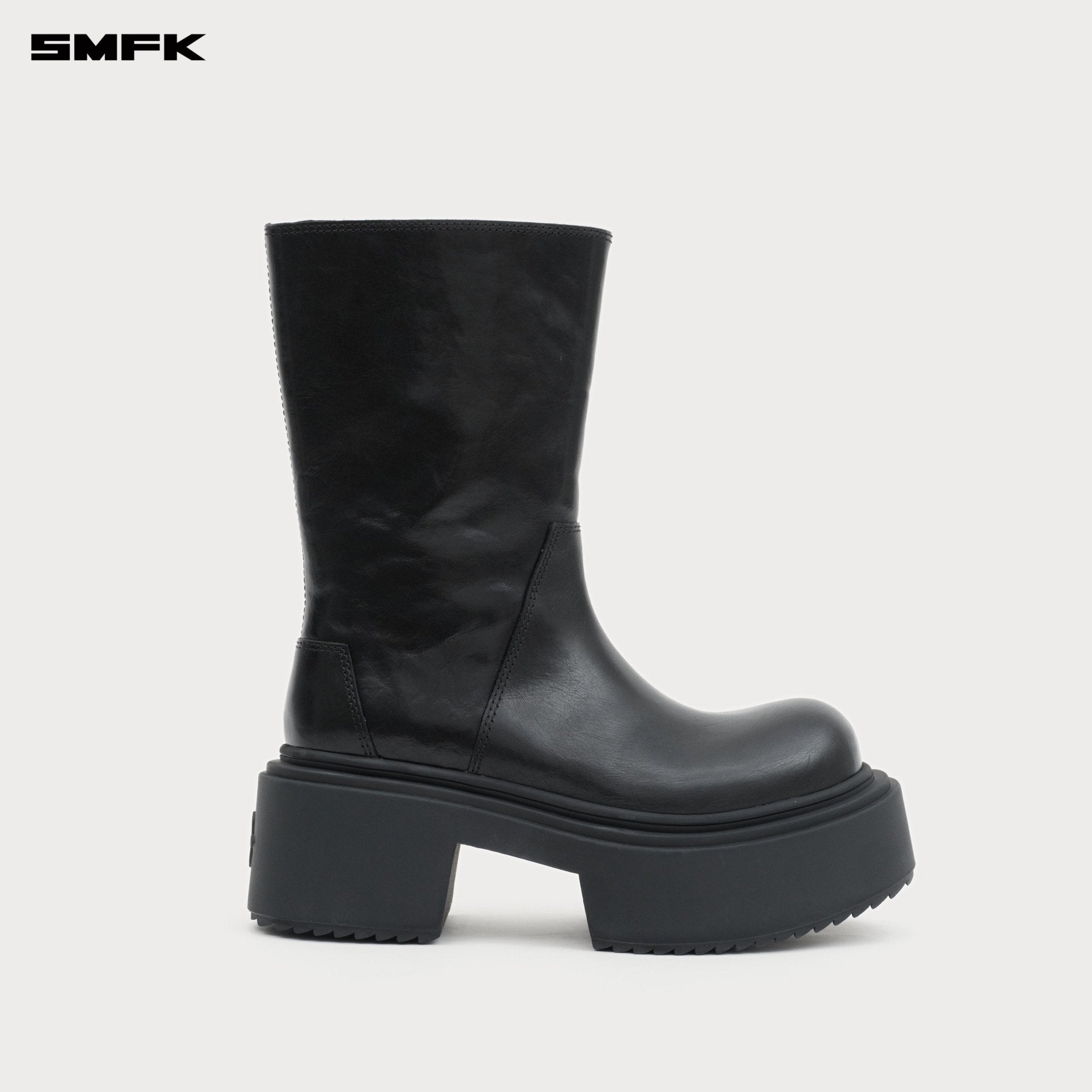 SMFK Compass Mode Statue Leather Riding Boots In Black | MADAX