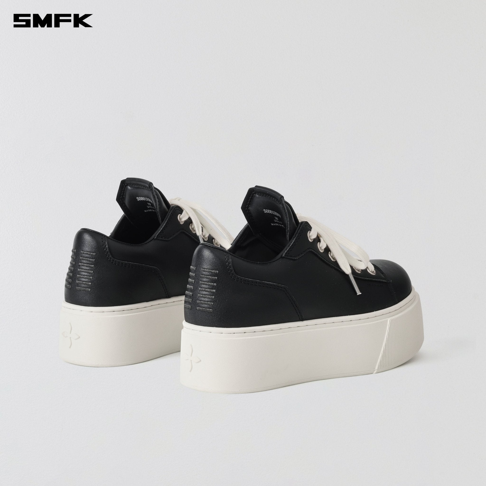 SMFK Compass Mode Thick Leather Sneaker In Black White | MADAX