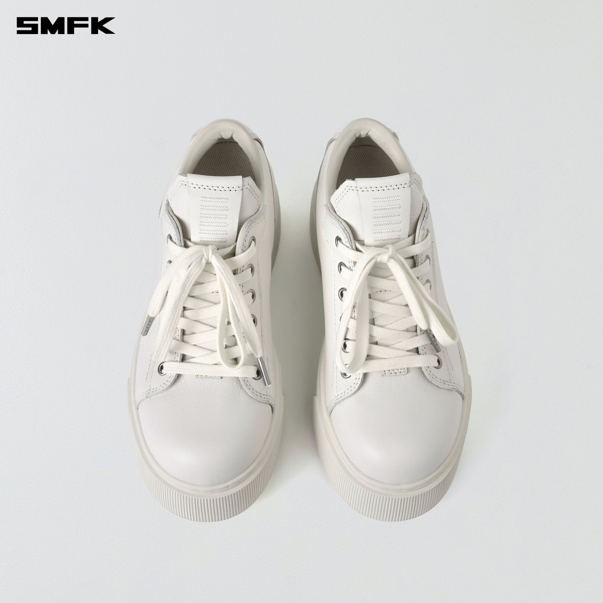 SMFK Compass Mode Thick Leather Sneaker In Cloud White | MADAX