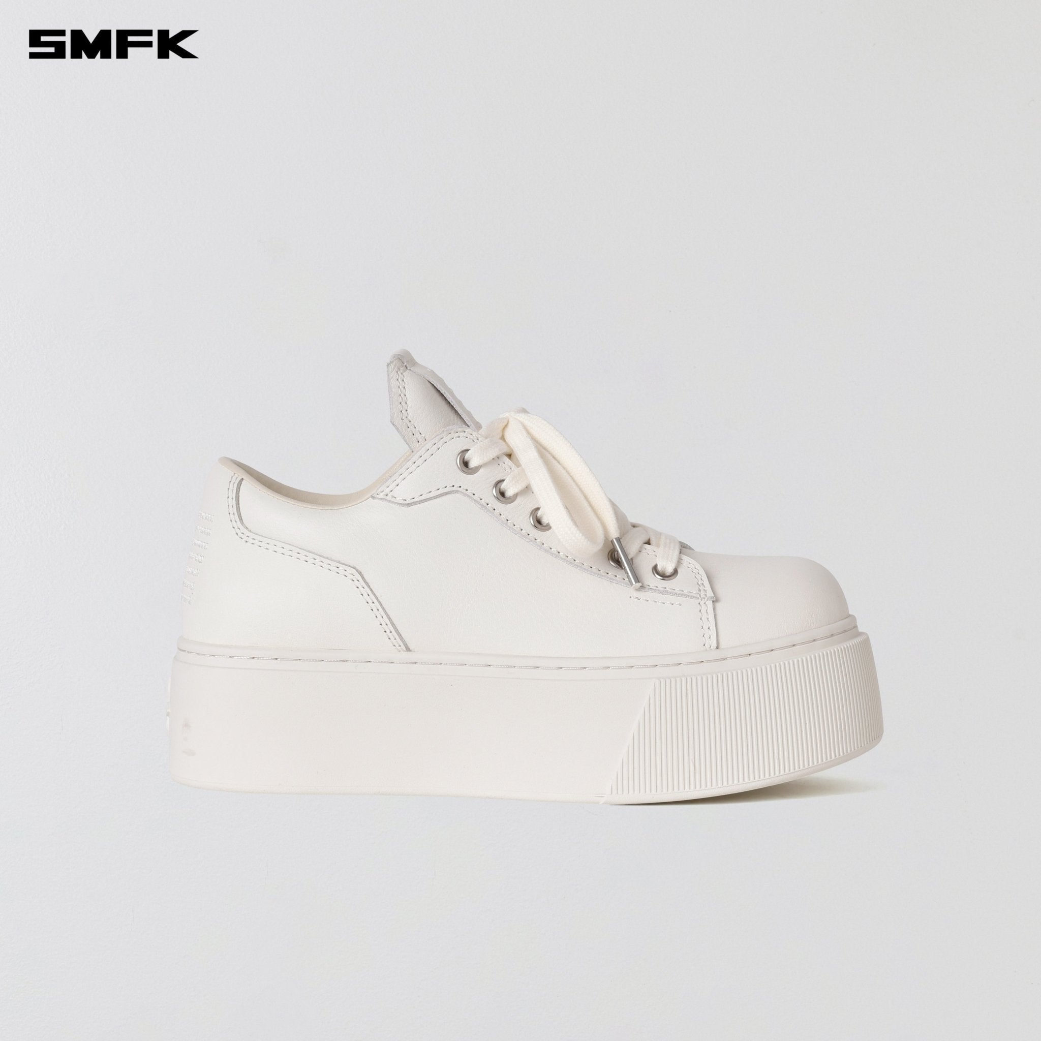 SMFK Compass Mode Thick Leather Sneaker In Cloud White | MADAX