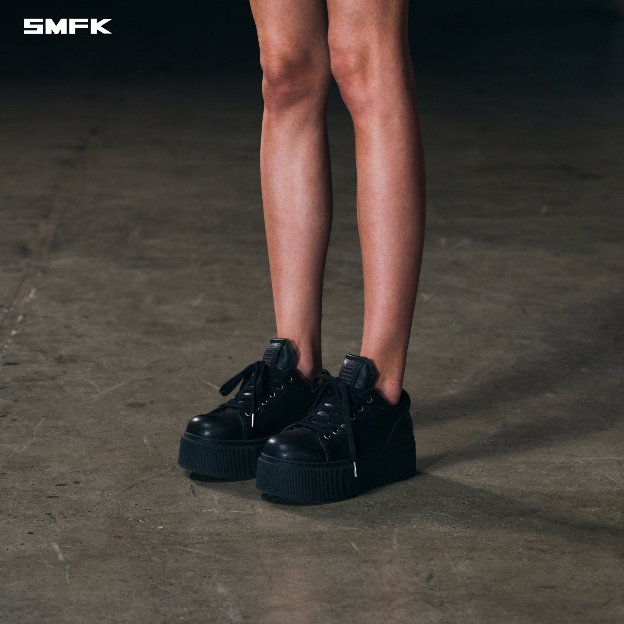 SMFK Compass Mode Thick Leather Sneaker In Wild Black | MADAX