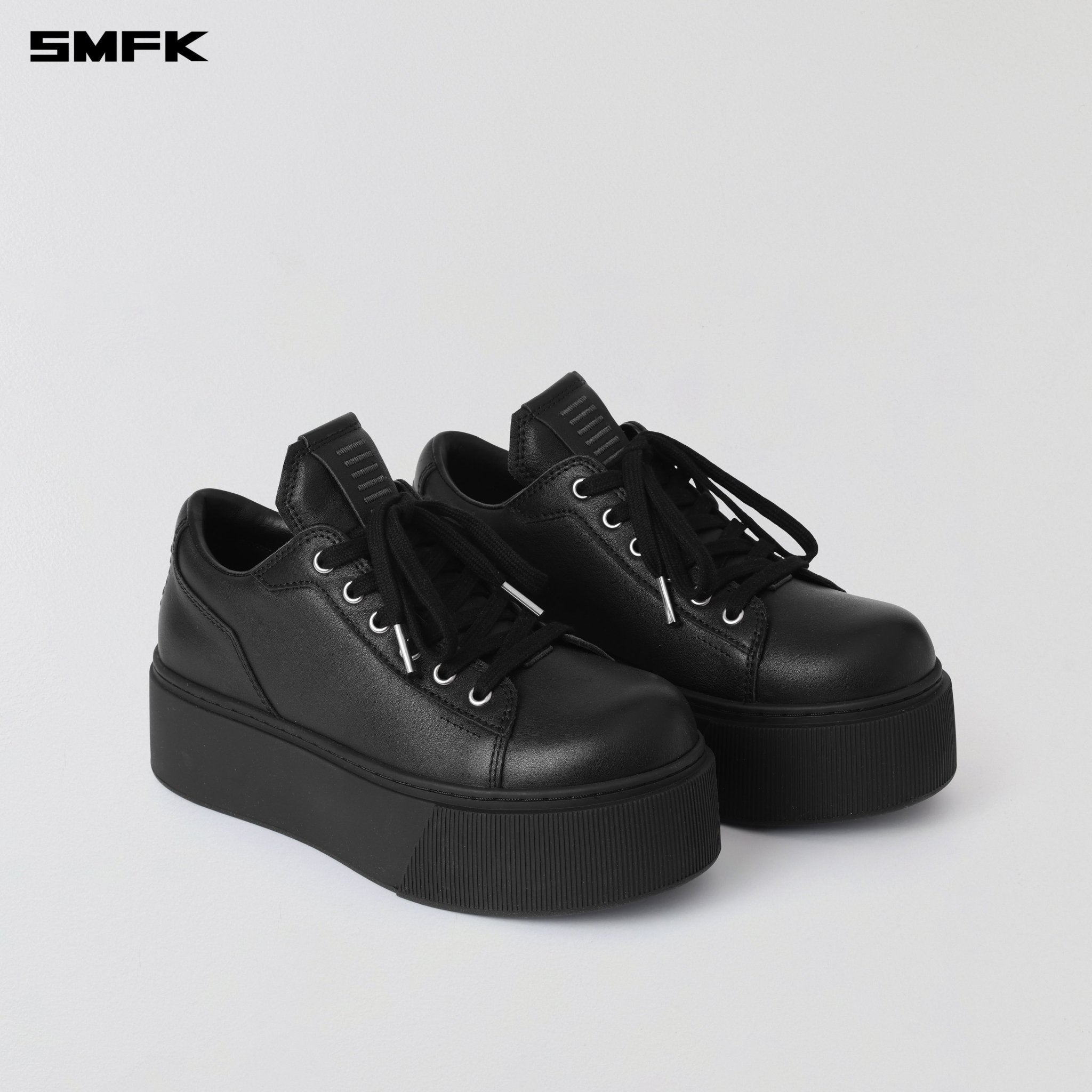 SMFK Compass Mode Thick Leather Sneaker In Wild Black | MADAX
