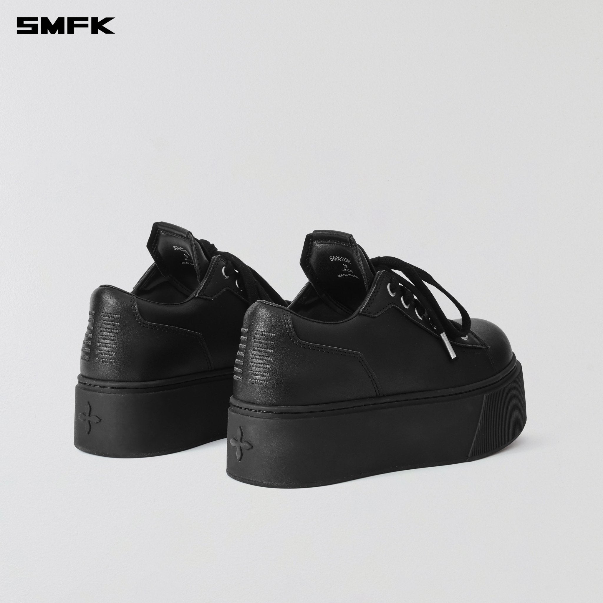 SMFK Compass Mode Thick Leather Sneaker In Wild Black | MADAX