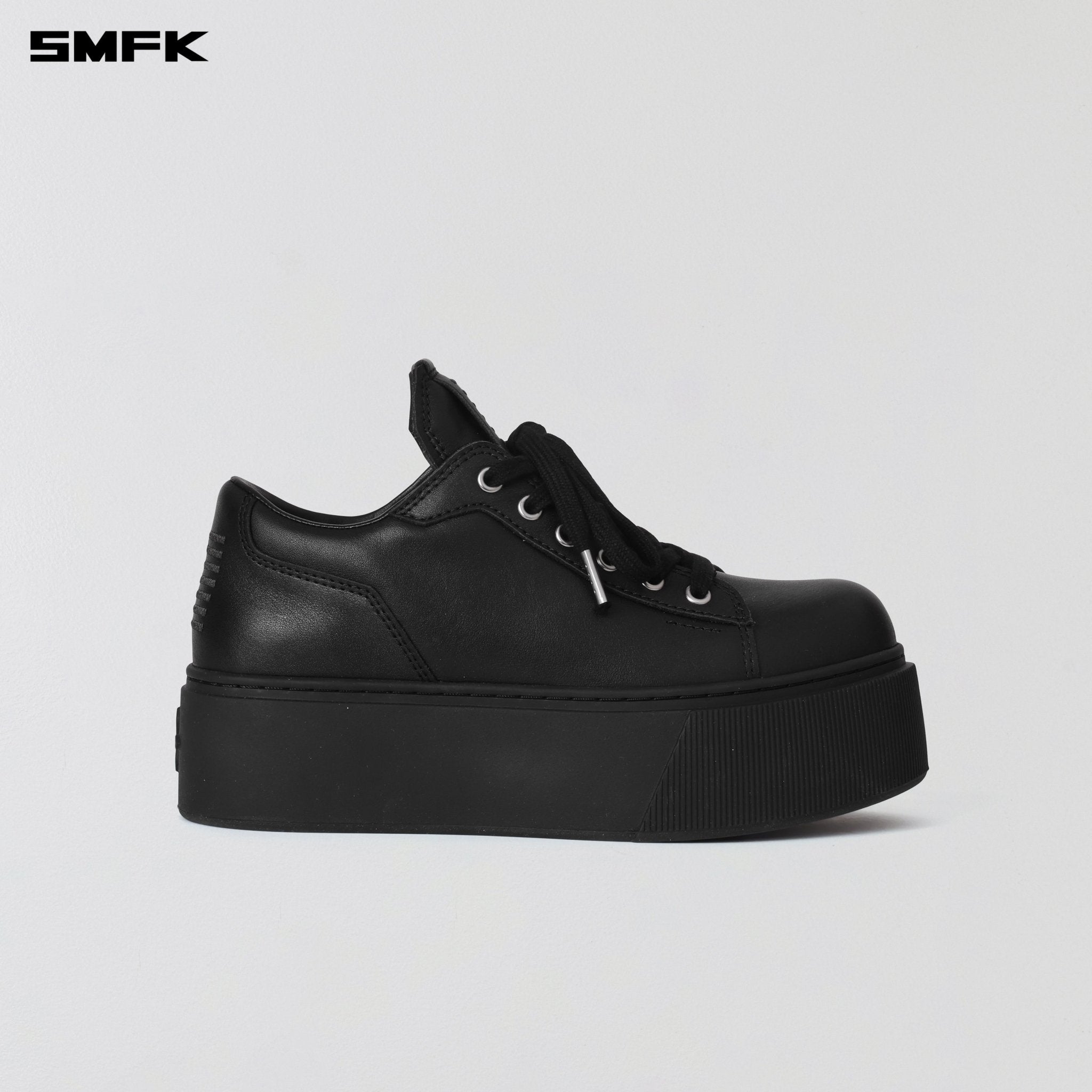 SMFK Compass Mode Thick Leather Sneaker In Wild Black | MADAX