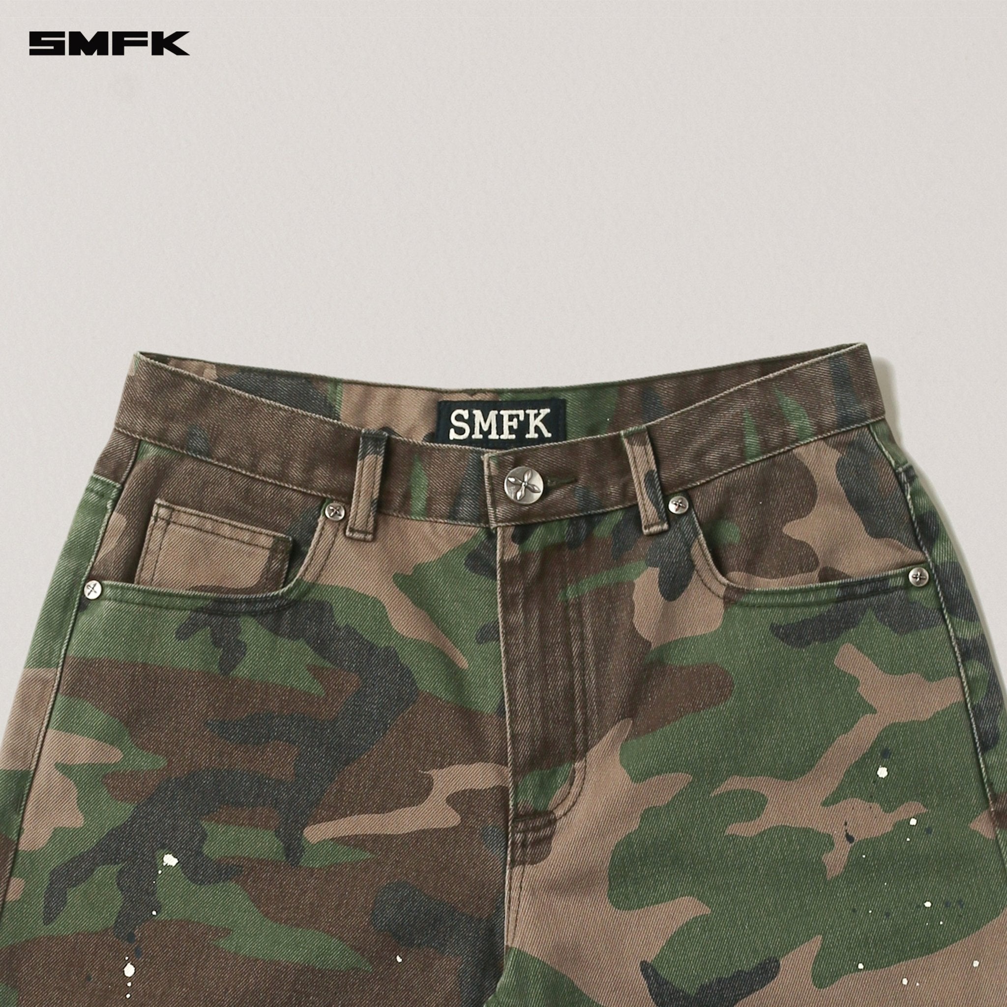 SMFK Compass Mode Tower Denim Pants In Army Green Camouflage | MADAX