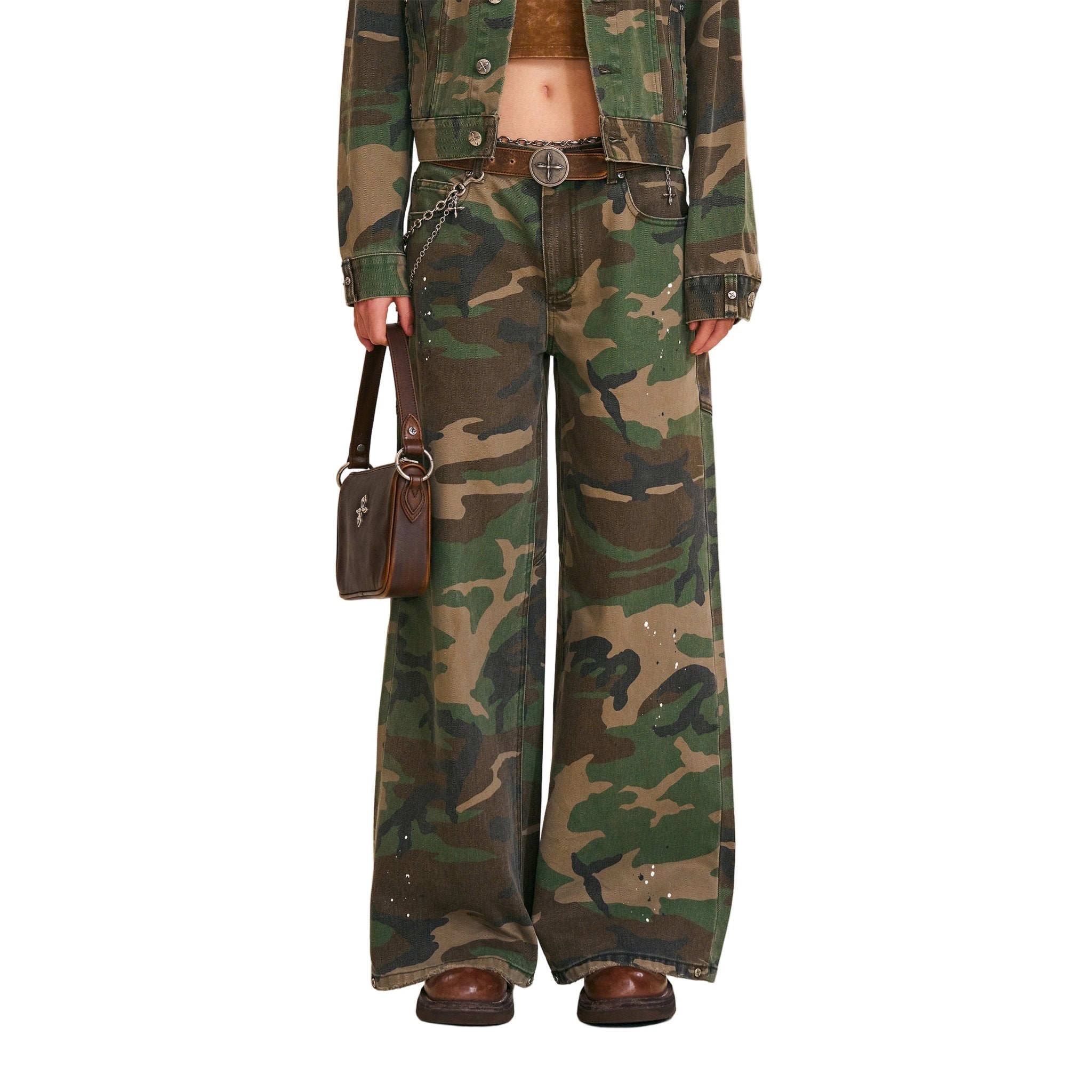 SMFK Compass Mode Tower Denim Pants In Army Green Camouflage | MADAX