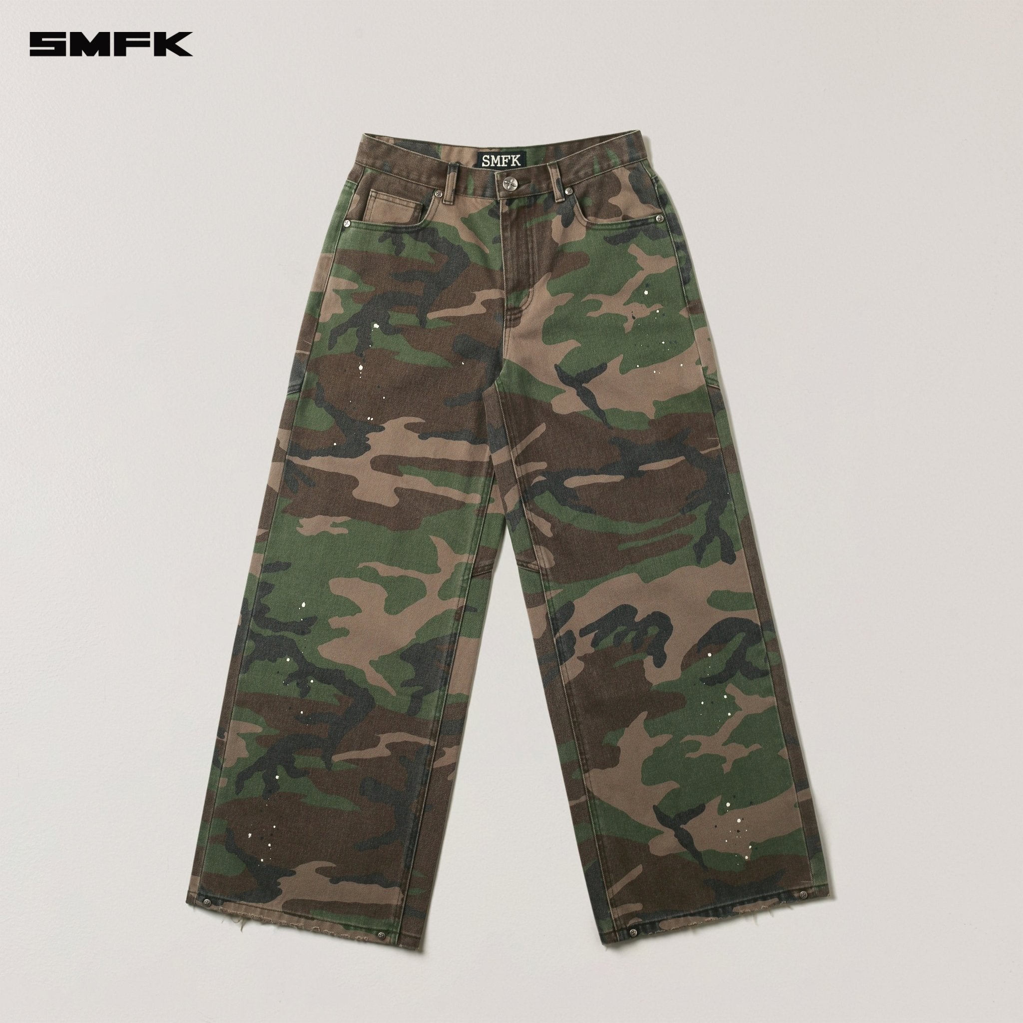 SMFK Compass Mode Tower Denim Pants In Army Green Camouflage | MADAX