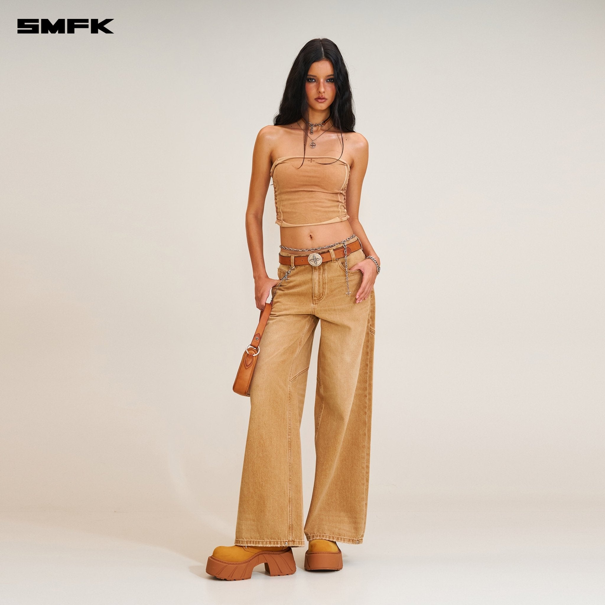 SMFK Compass Mode Tower Denim Pants In Grassland Khaki | MADAX
