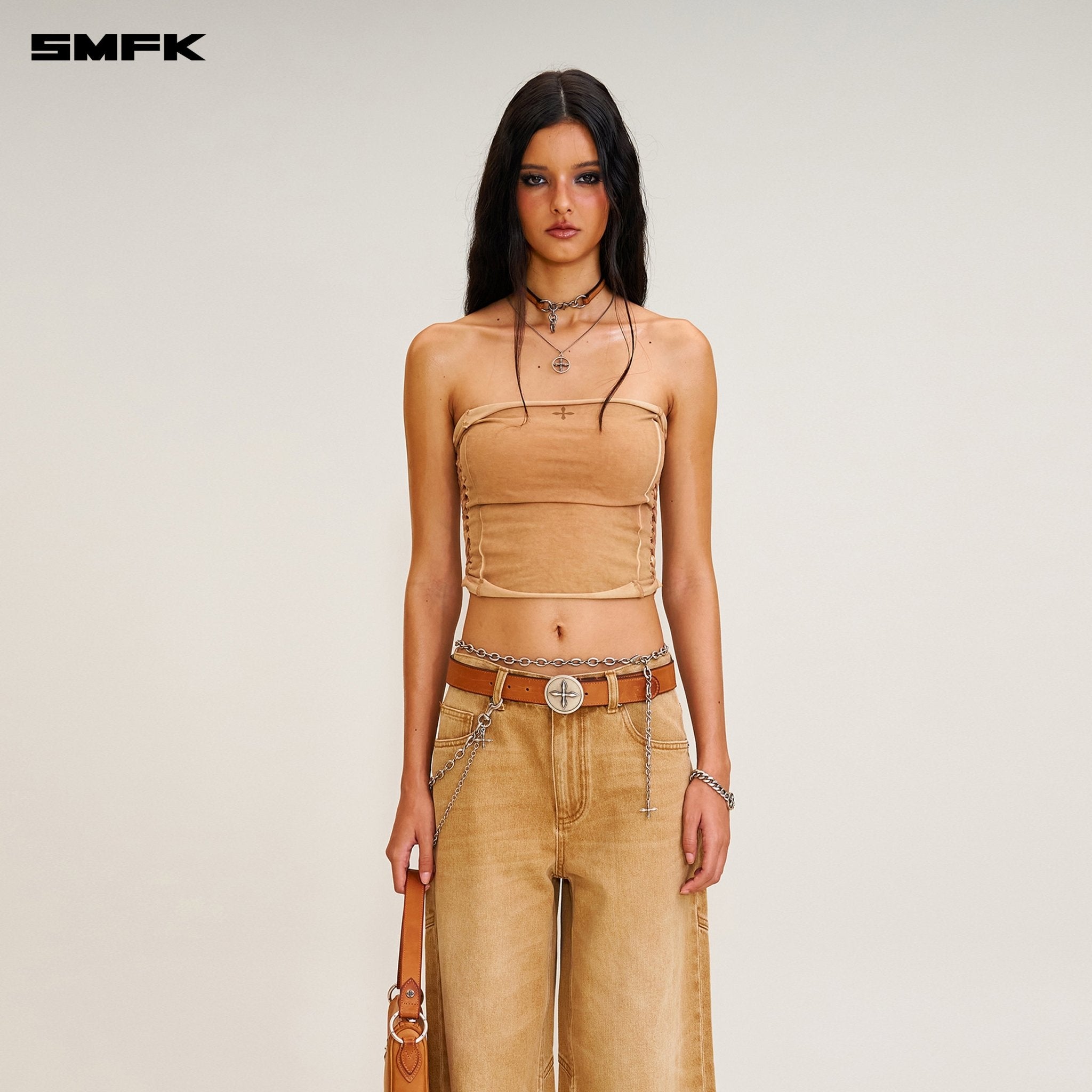 SMFK Compass Mode Tower Denim Pants In Grassland Khaki | MADAX