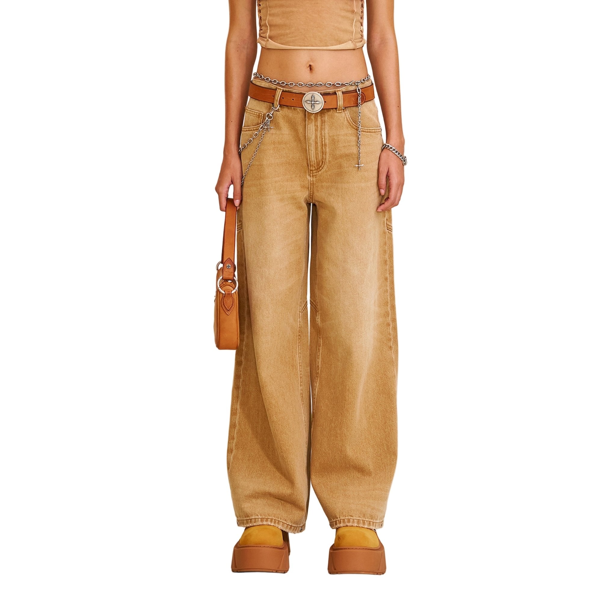 SMFK Compass Mode Tower Denim Pants In Grassland Khaki | MADAX