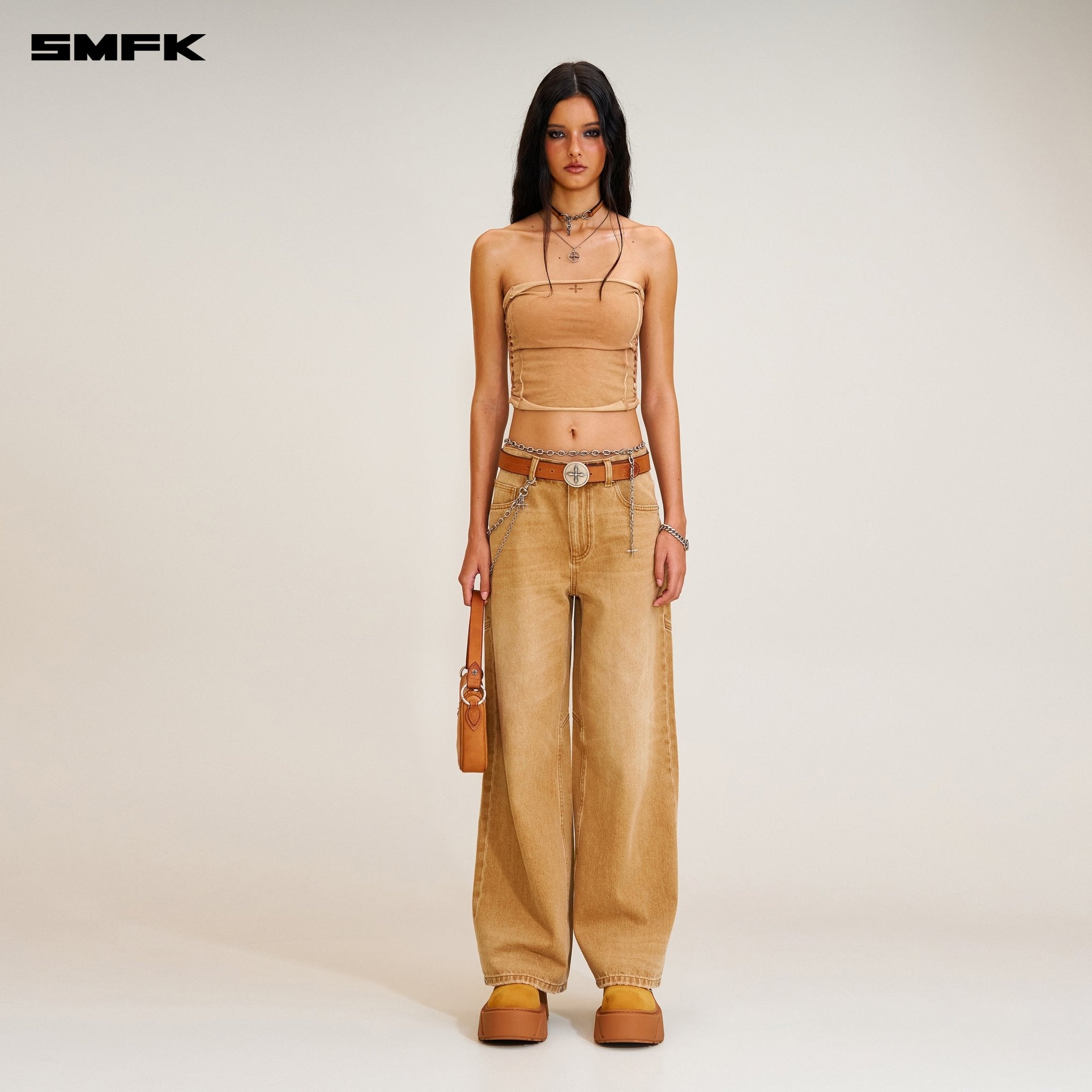 SMFK Compass Mode Tower Denim Pants In Grassland Khaki | MADAX