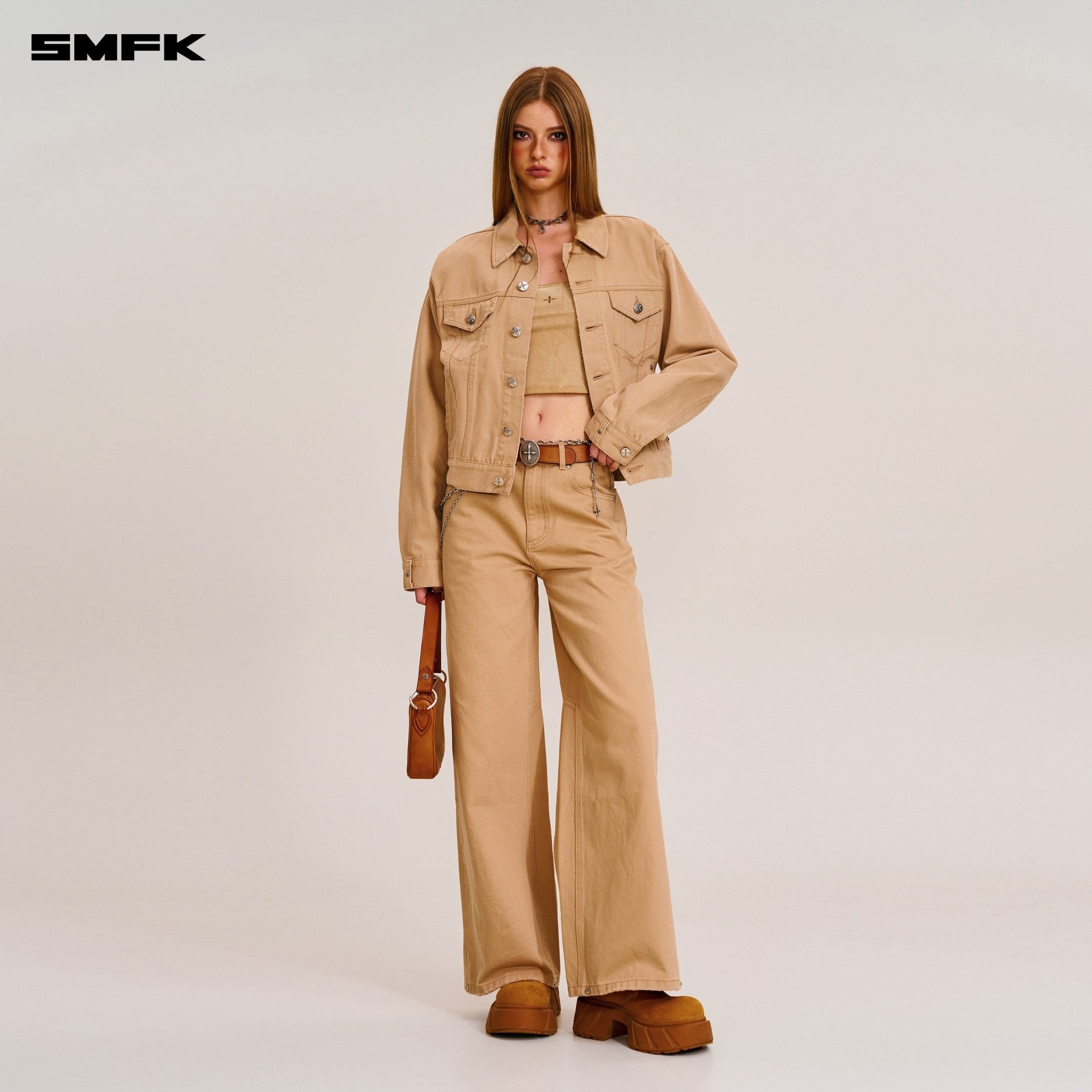 SMFK Compass Mode Tower Denim Pants In Sand | MADAX