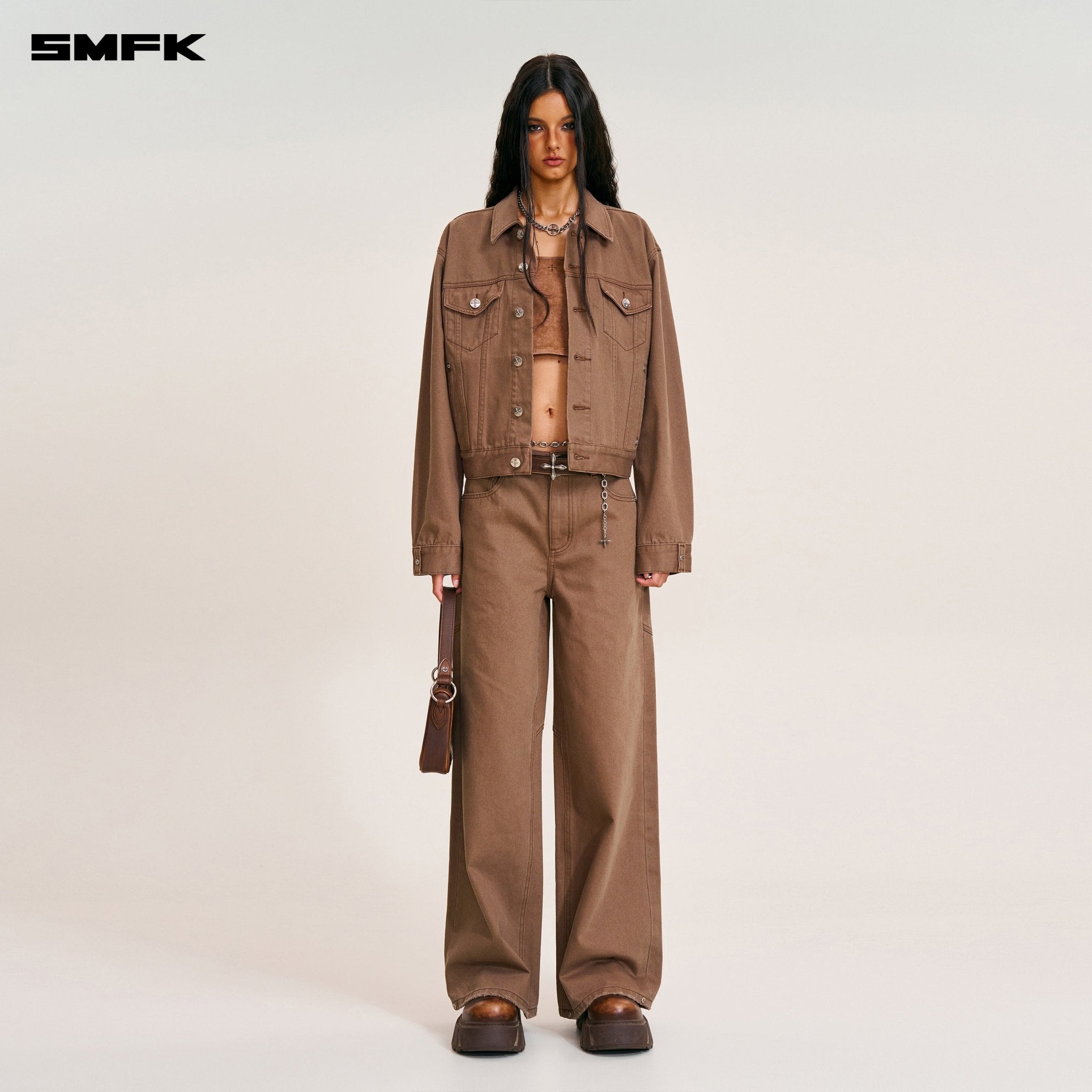 SMFK Compass Mode Tower Denim Pants In Wild Horse Brown | MADAX