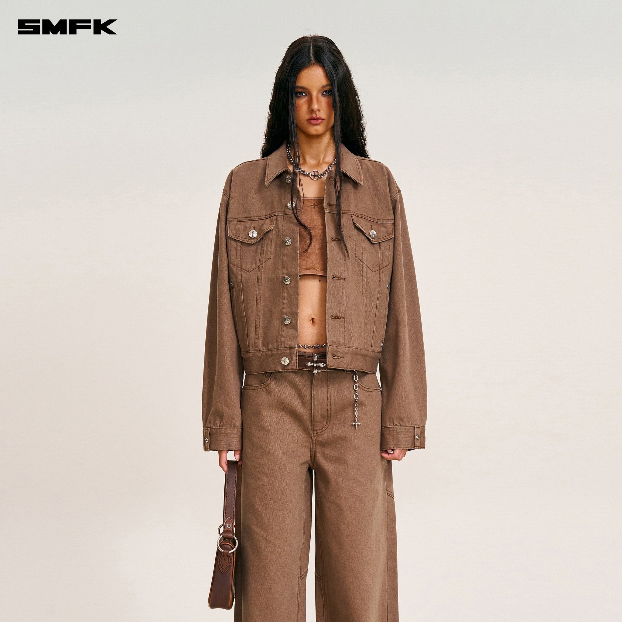SMFK Compass Mode Tower Denim Pants In Wild Horse Brown | MADAX
