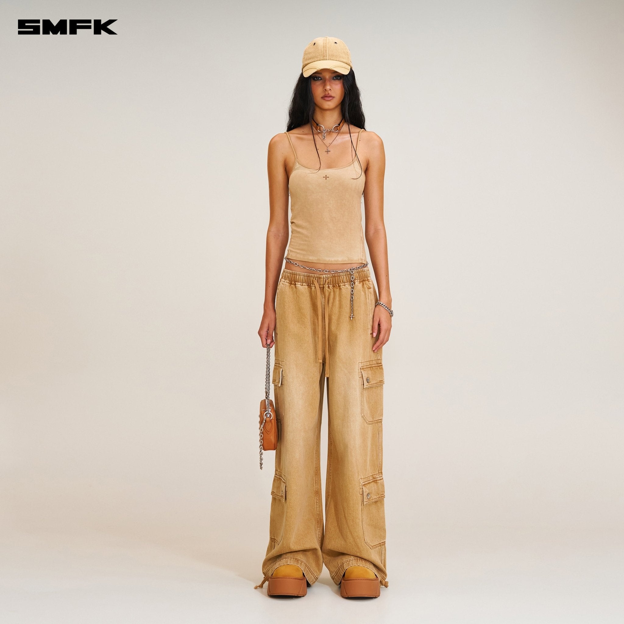 SMFK Compass Mode Tower Denim Sports Pants In Grassland Khaki | MADAX