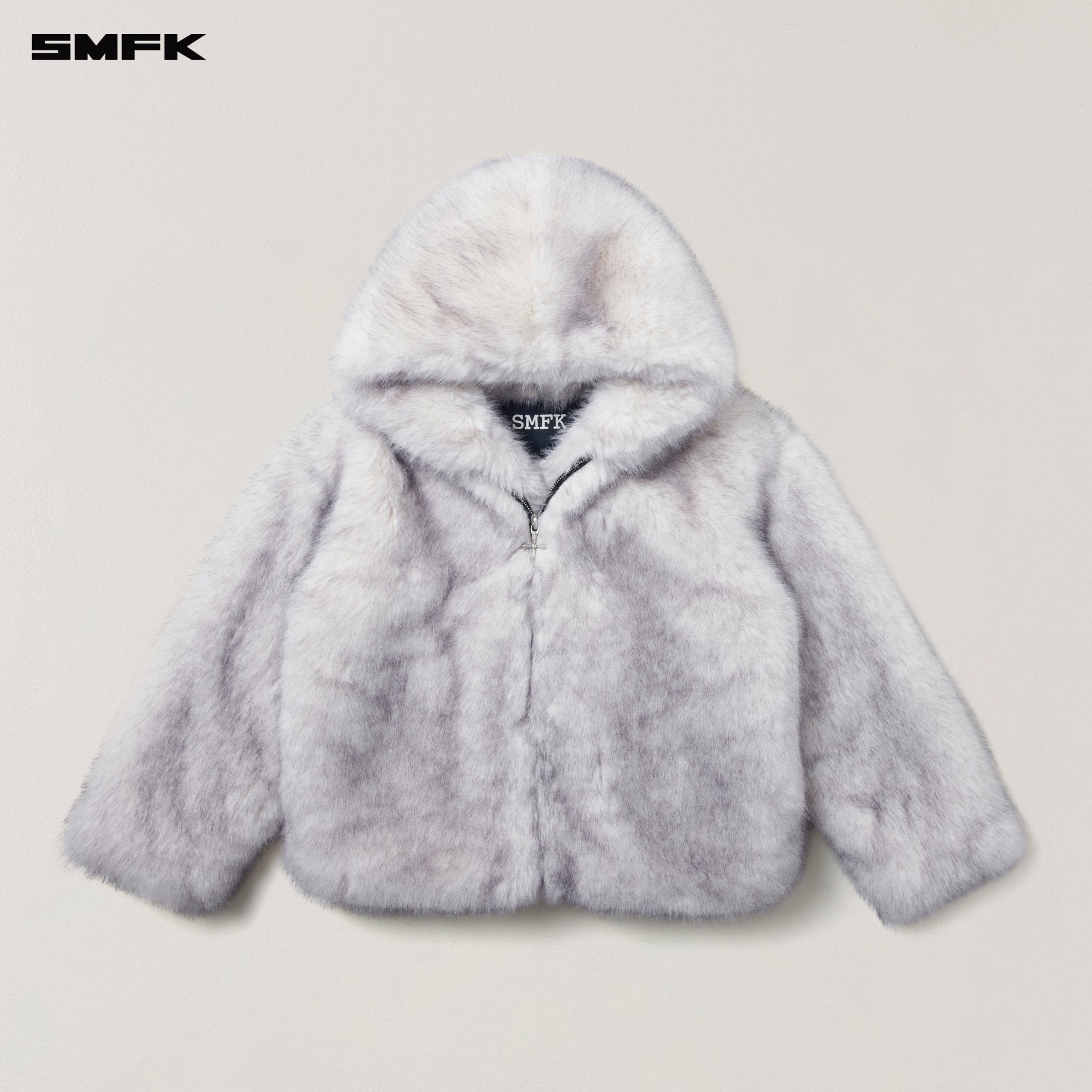 SMFK COMPASS MODE WASTELAND FURRY LOOSE HOODIE ARCTIC FOX WHITE | MADAX