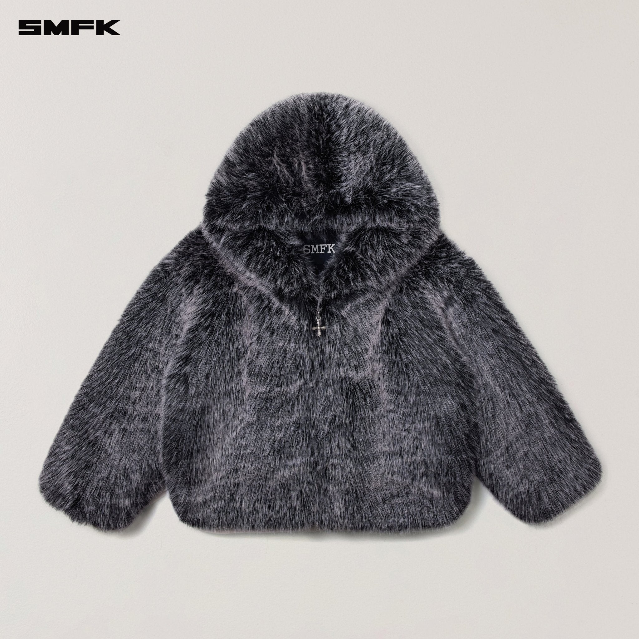 SMFK COMPASS MODE WASTELAND FURRY LOOSE HOODIE SILVER FOX | MADAX