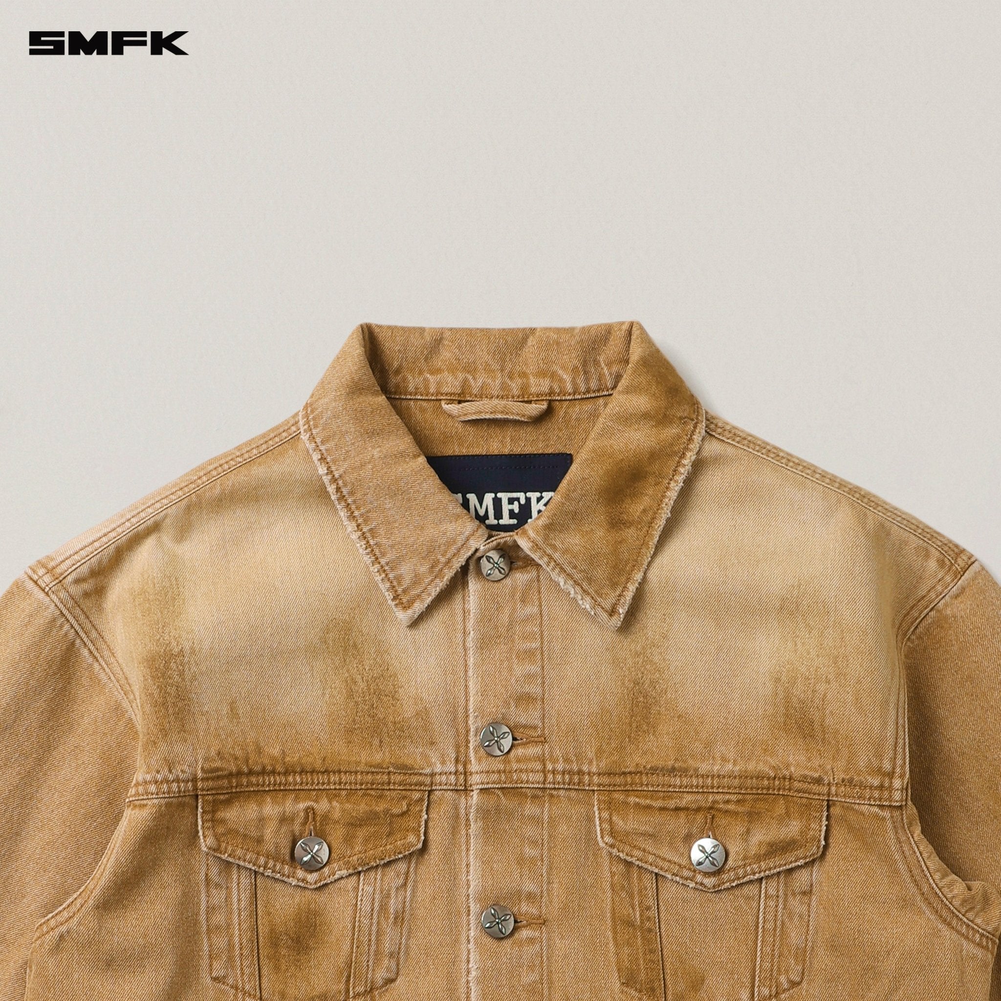 SMFK Compass Mode Wild Flame Denim Jacket In Brown | MADAX