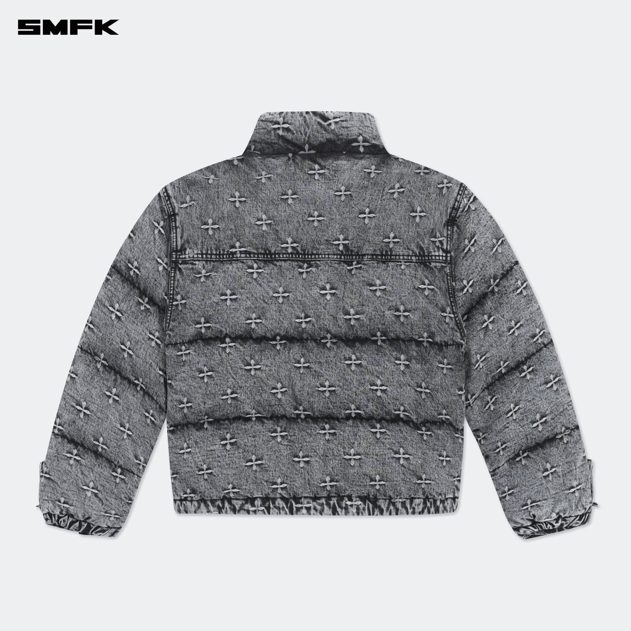 SMFK Compass Mustang Classic Denim Puffer Jacket In Gray | MADAX