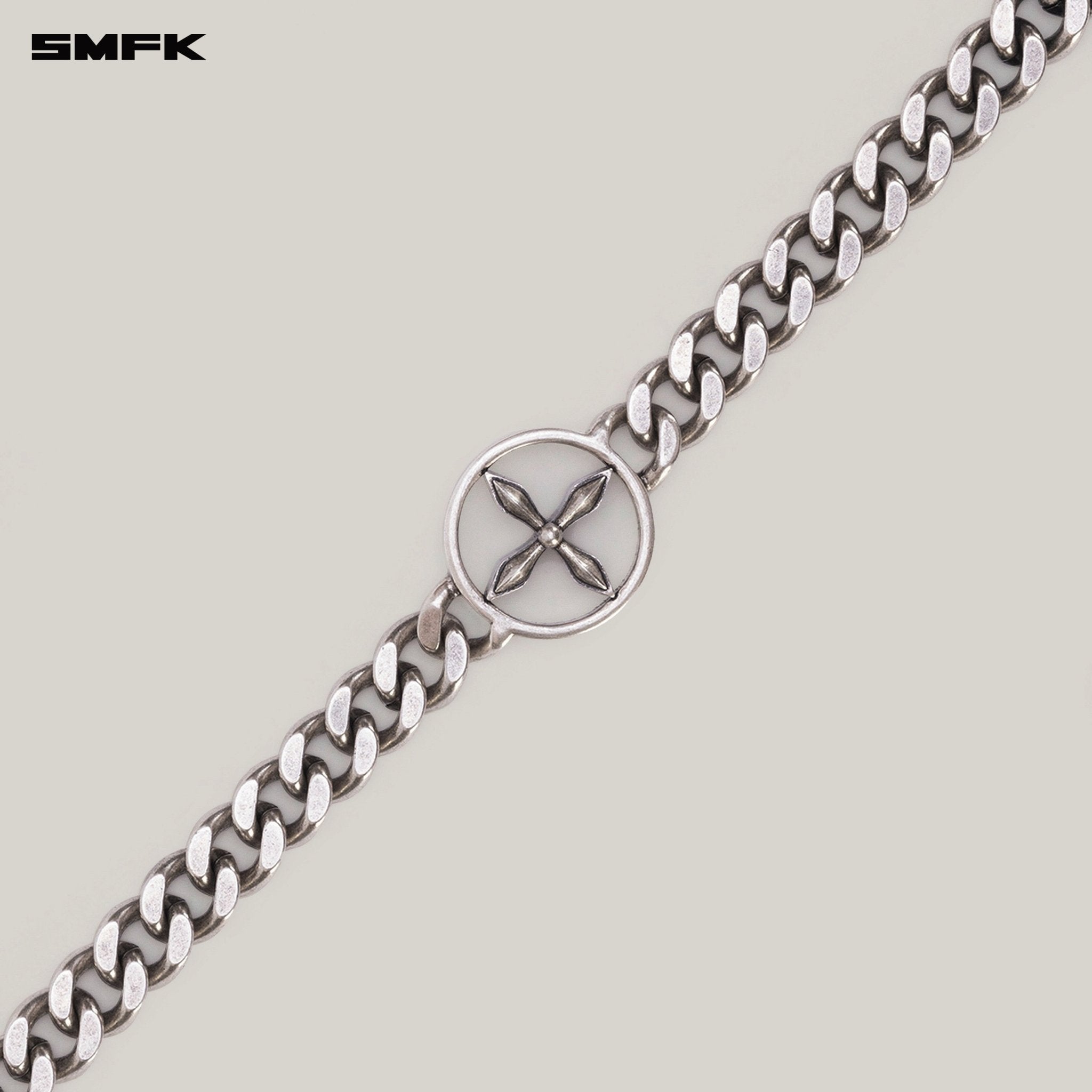 SMFK Compass Original Badge Metal Necklace In Antique Silver | MADAX