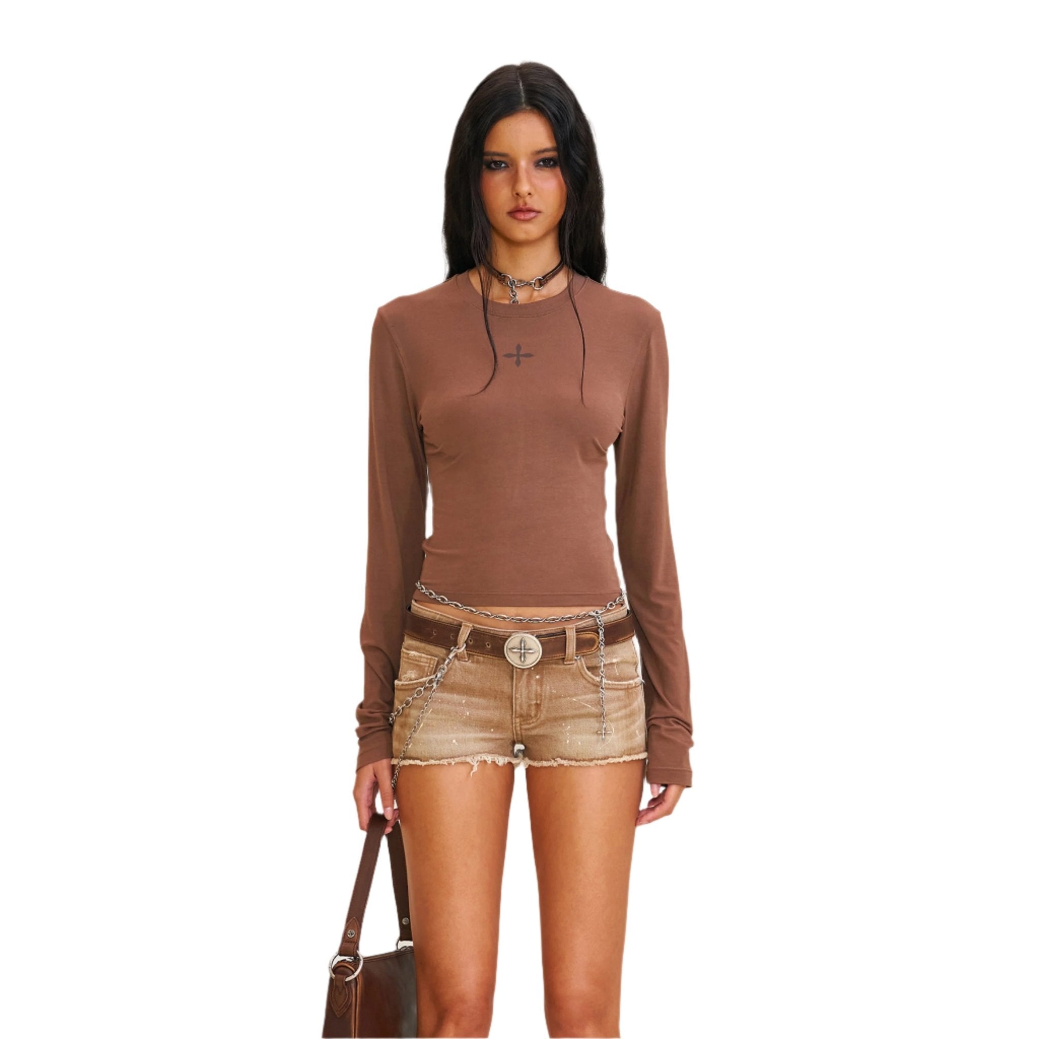 SMFK Compass Original Badge Slim - fit Sports Pullover In Brown | MADAX