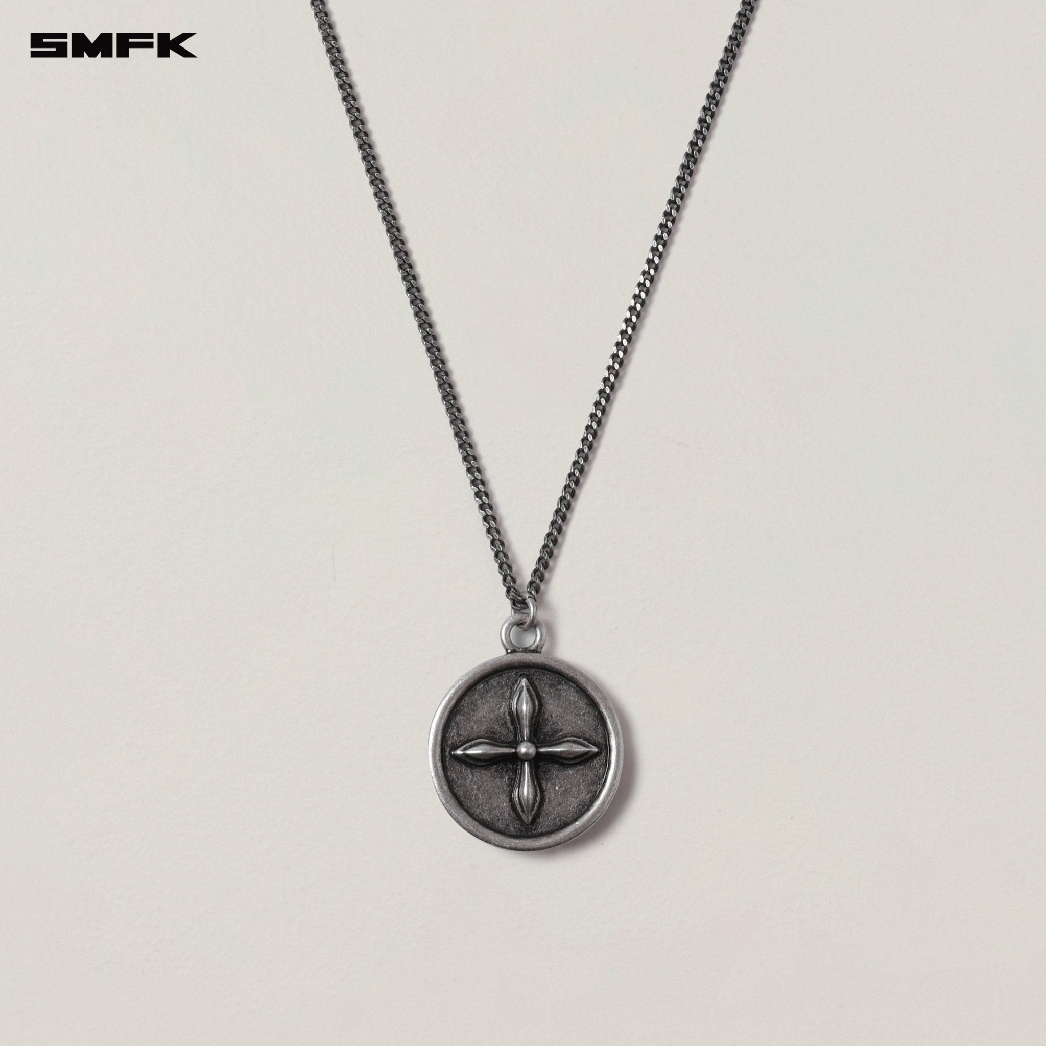 SMFK Compass Original Coin Metal Necklace In Antique Silver | MADAX