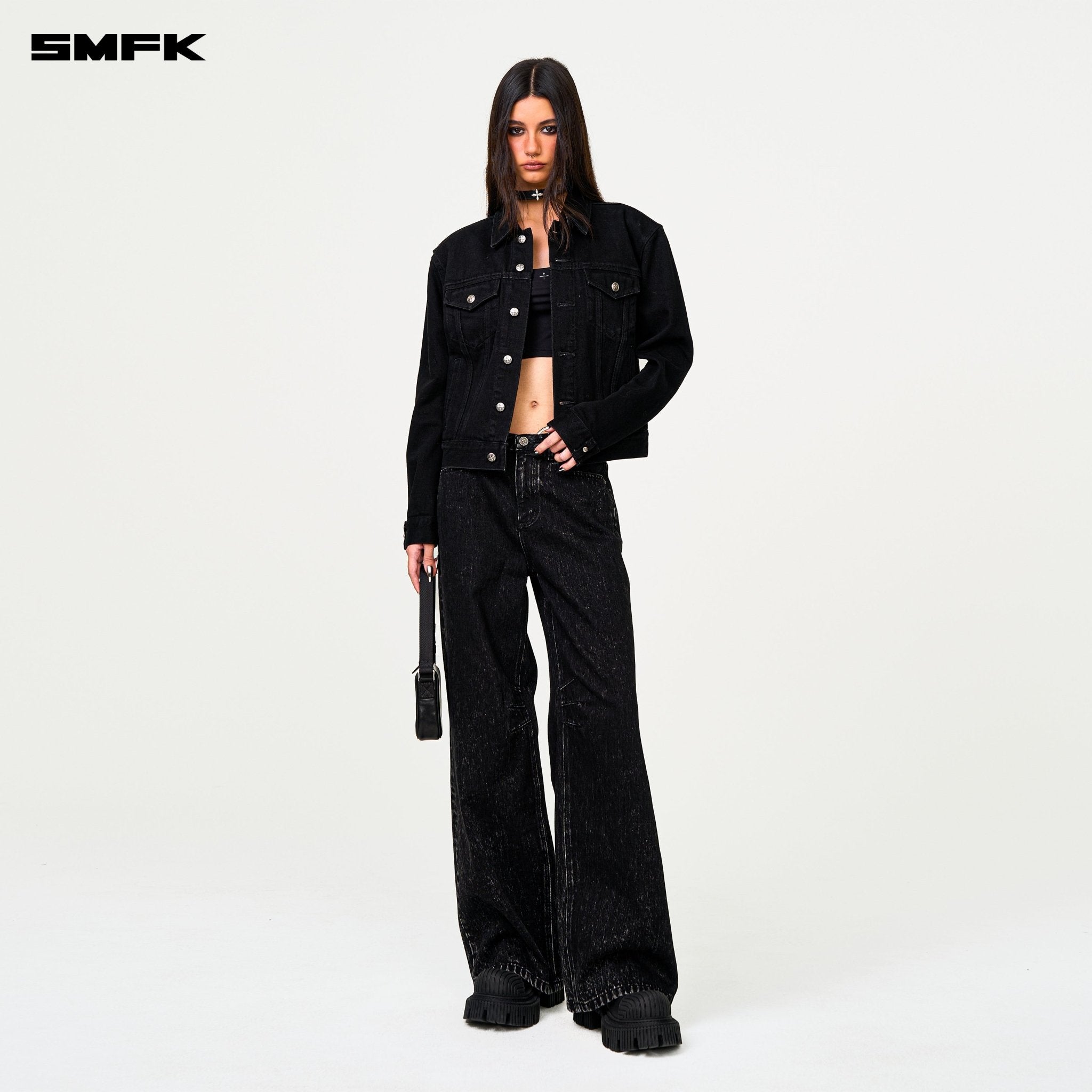 SMFK Compass Permanent Denim Jacket In Black | MADAX