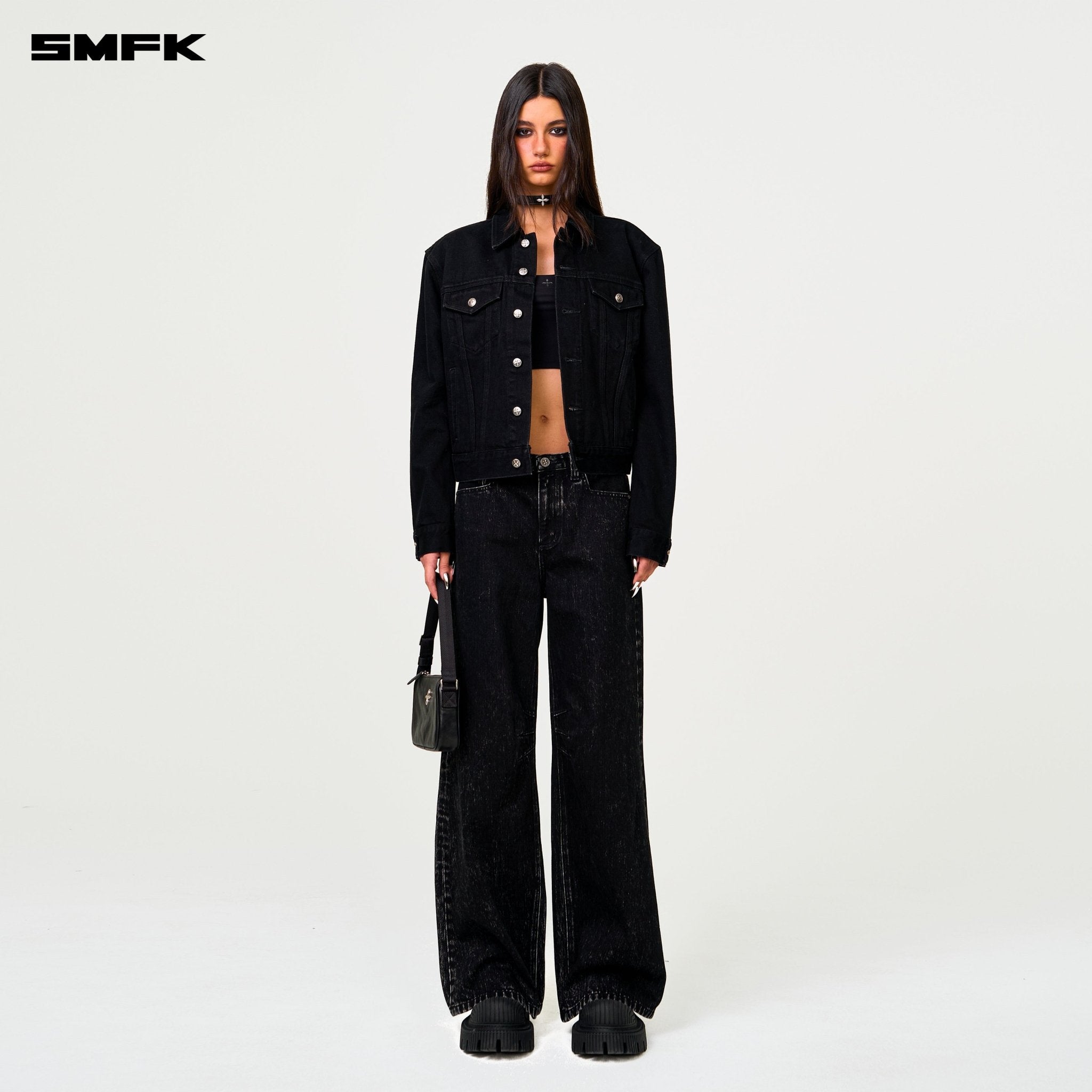 SMFK Compass Permanent Denim Jacket In Black | MADAX