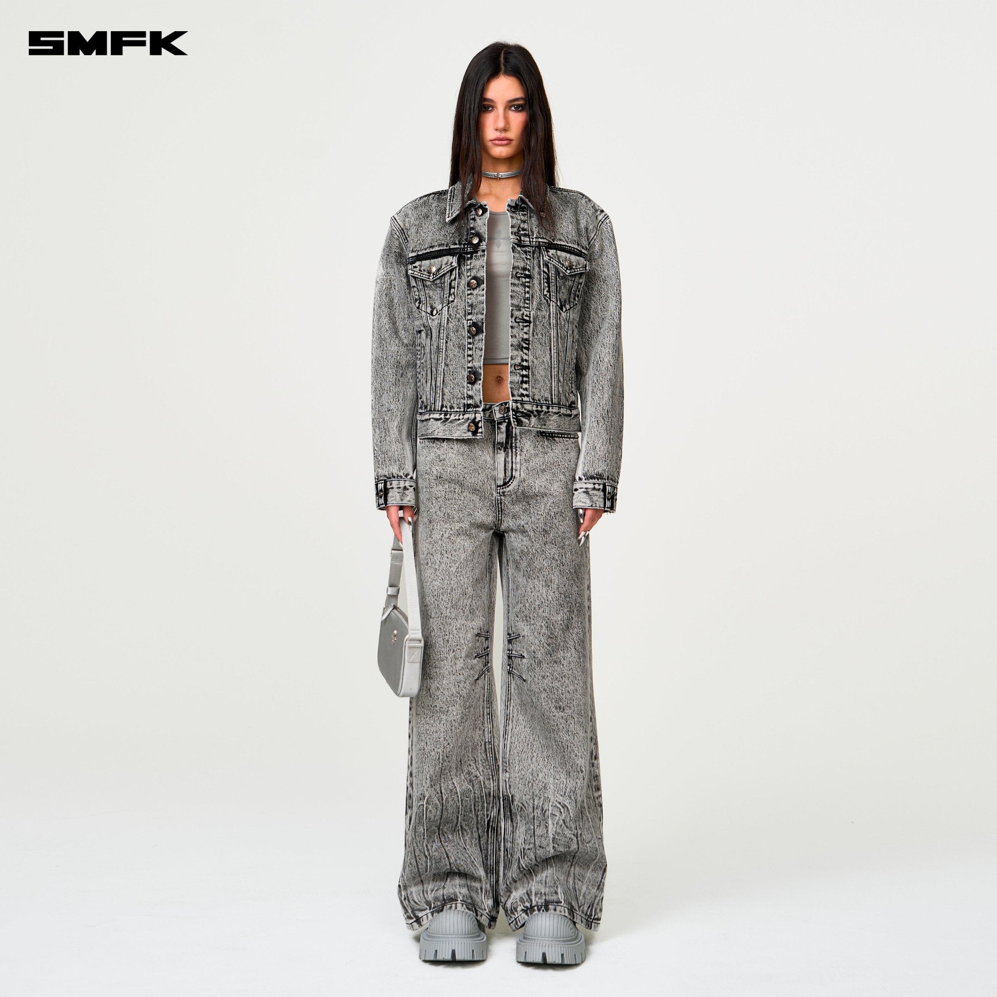 SMFK Compass Permanent Denim Jacket In Grey | MADAX