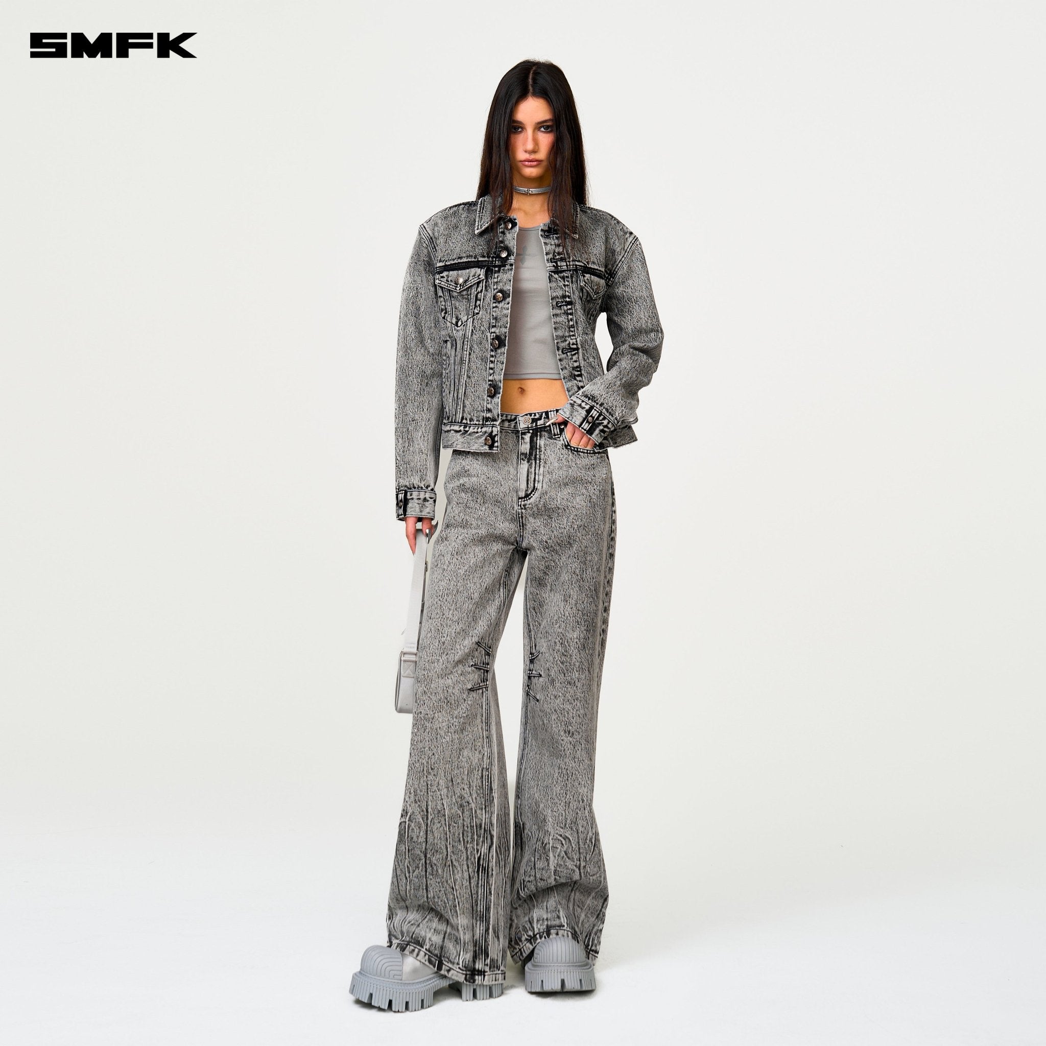 SMFK Compass Permanent Denim Jacket In Grey | MADAX