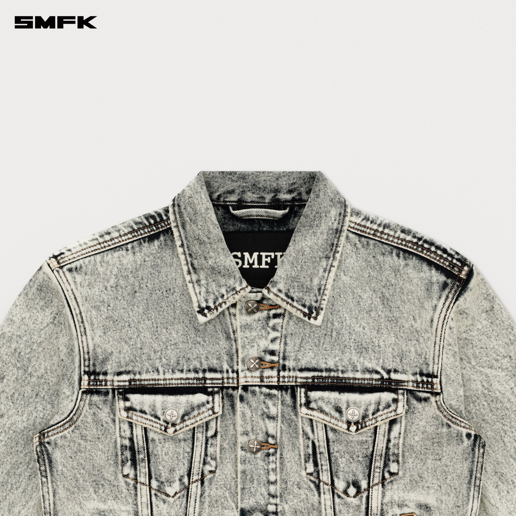 SMFK Compass Permanent Denim Jacket In White | MADAX