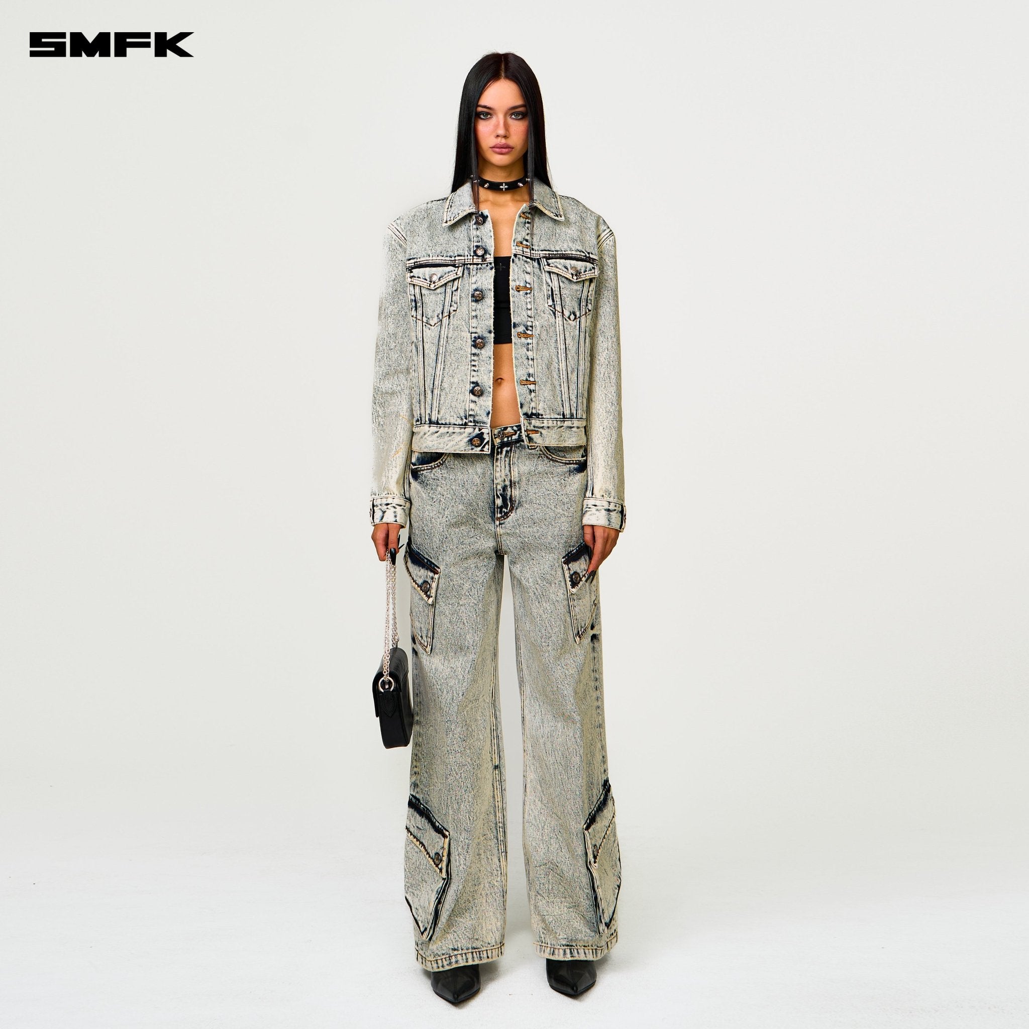 SMFK Compass Permanent Denim Jacket In White | MADAX